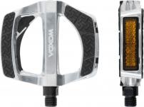 Freizeit Voxom MTB Flat Pedale Pe25 silber, Aluminium-Körper, 7mm Boron-Achse, Gleitlager