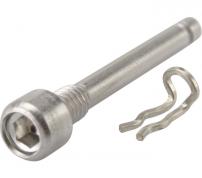 Pad axle and snap retainer