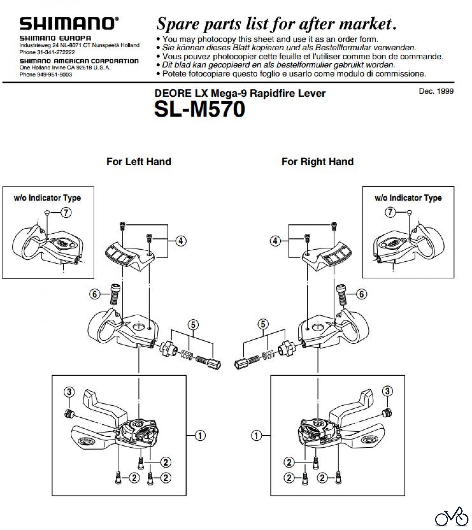 Shimano SL Shift Lever - Schalthebel SL-M570 DEORE LX Mega-9 Rapidfire Lever