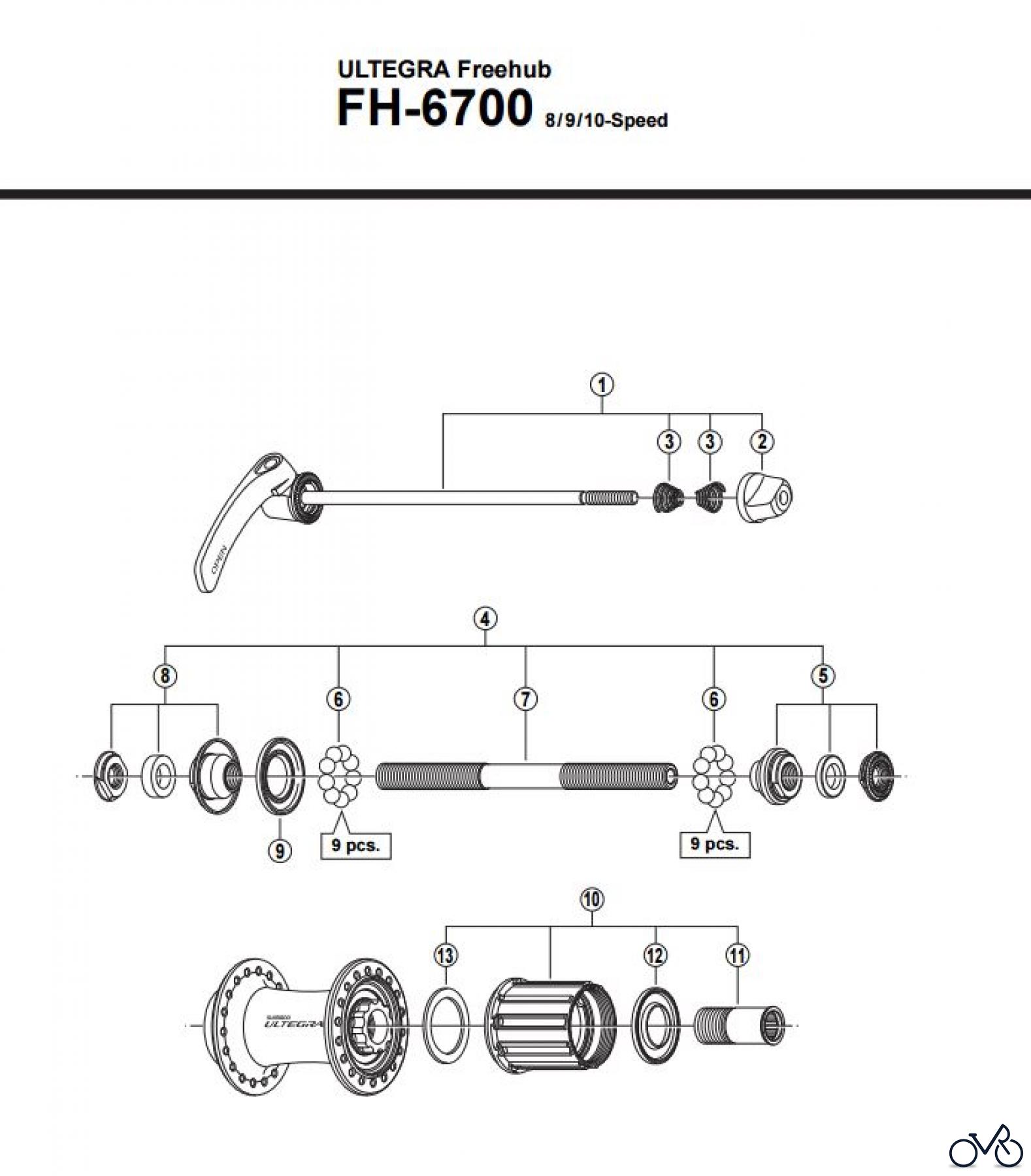 Shimano FH Free Hub - Freilaufnabe FH-6700 ULTEGRA Kassettennabe 8/9/10-fach