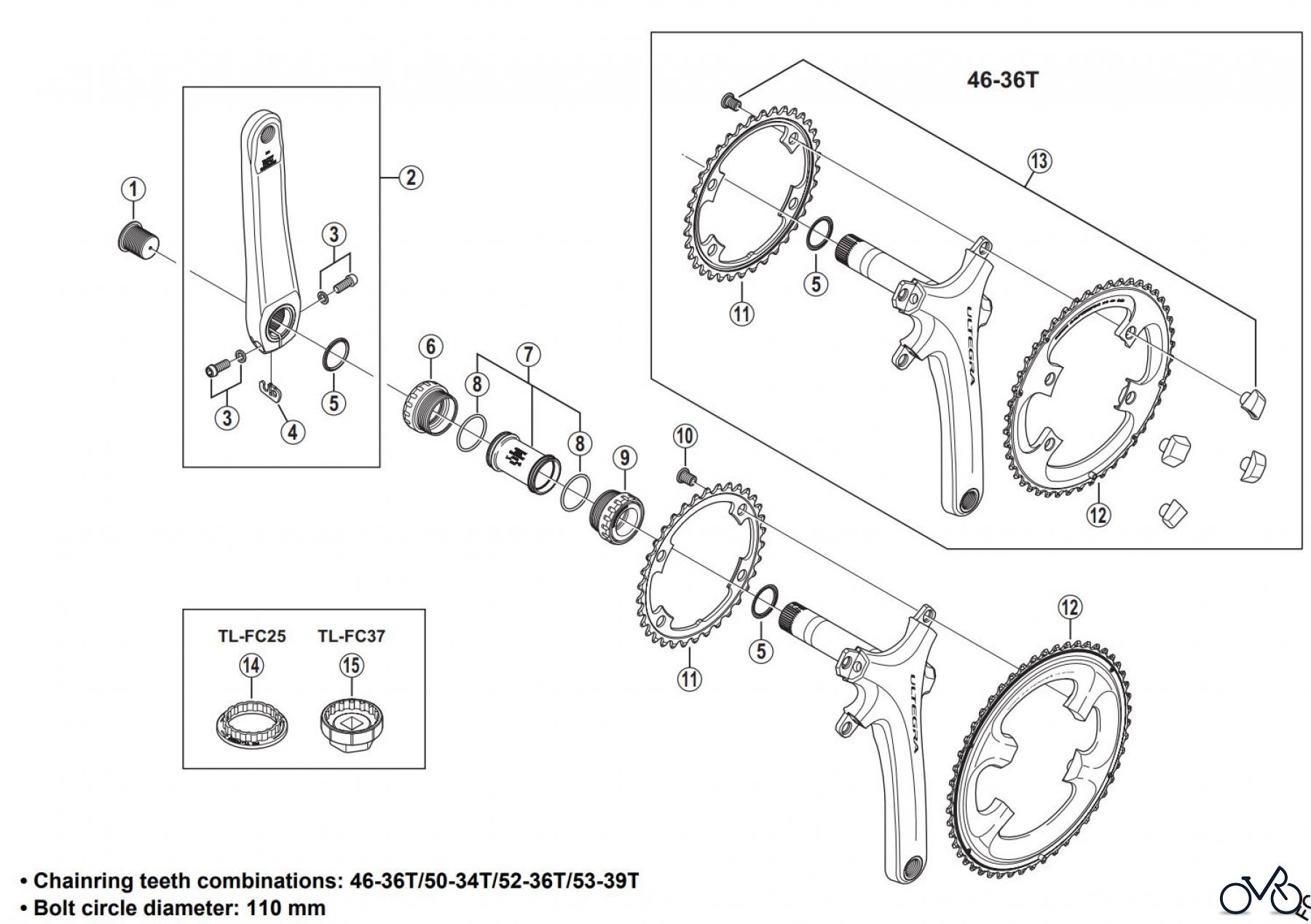 Shimano FC Front Chainwheel - Kurbelsatz, Vorderes Kettenblatt FC-6800 ULTEGRA Front Chainwheel