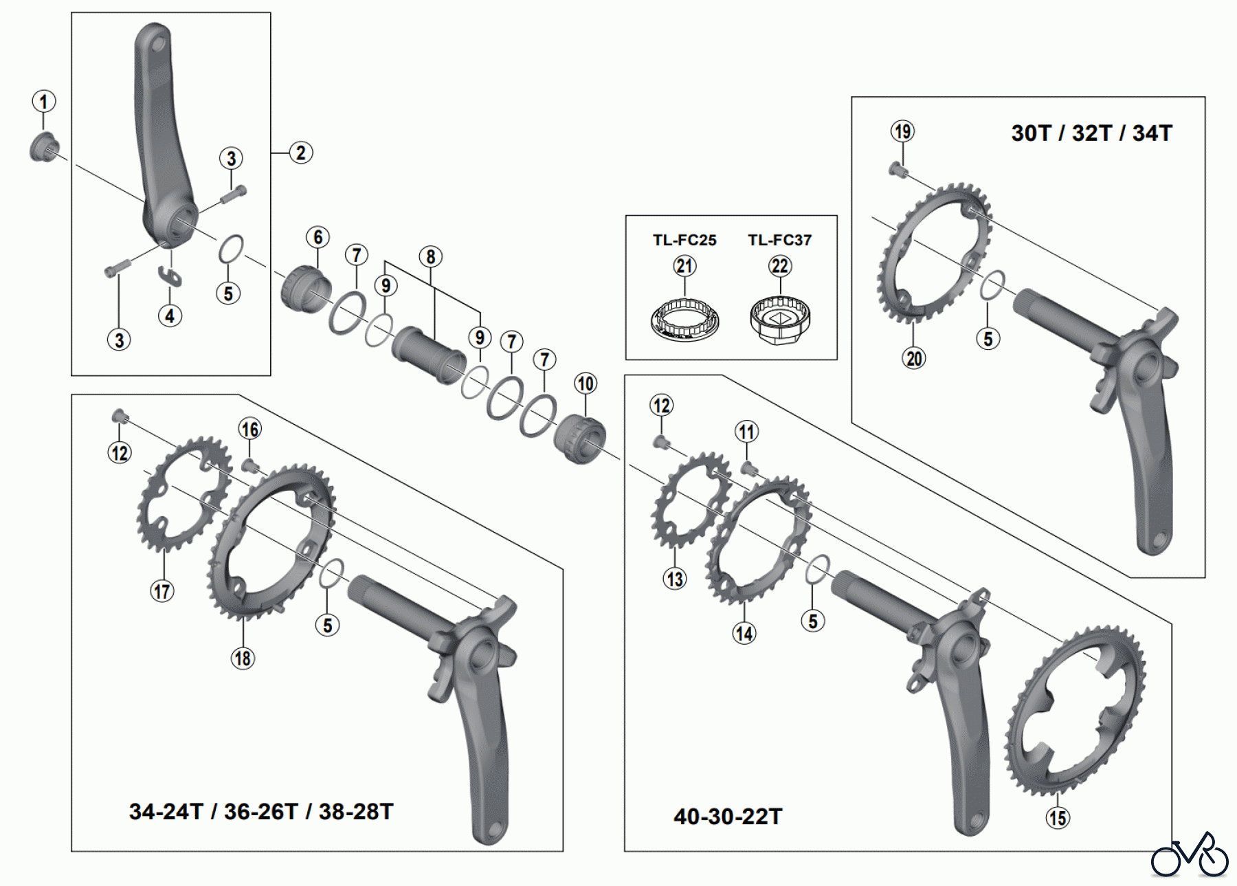  Shimano FC Front Chainwheel - Kurbelsatz, Vorderes Kettenblatt FC-M8000, FC-M8000-B1/B2 DEORE XT Crankset