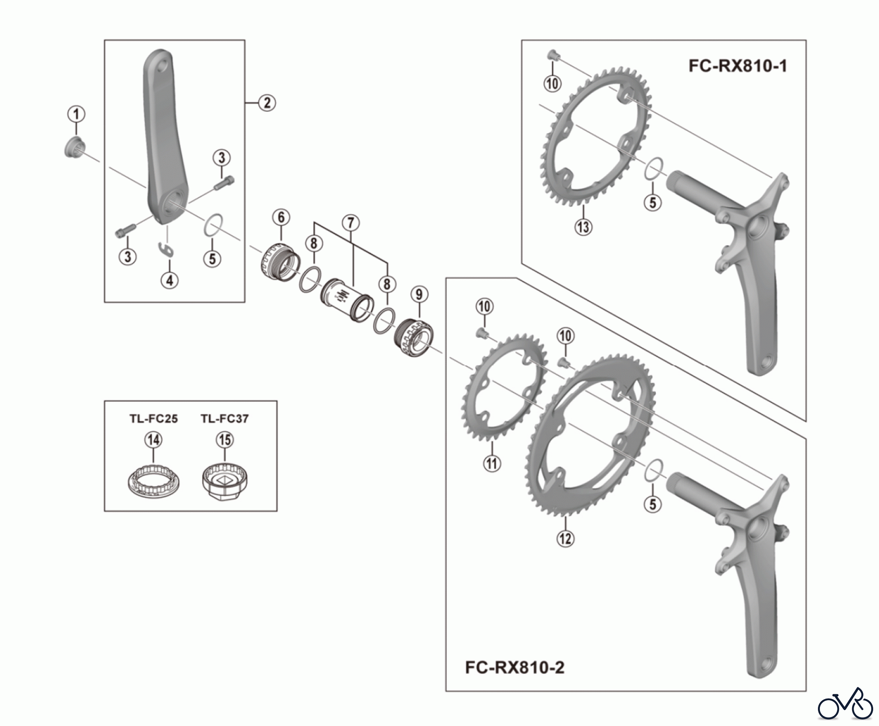 Shimano FC Front Chainwheel - Kurbelsatz, Vorderes Kettenblatt FC-RX810 GRX Kurbelgarnitur