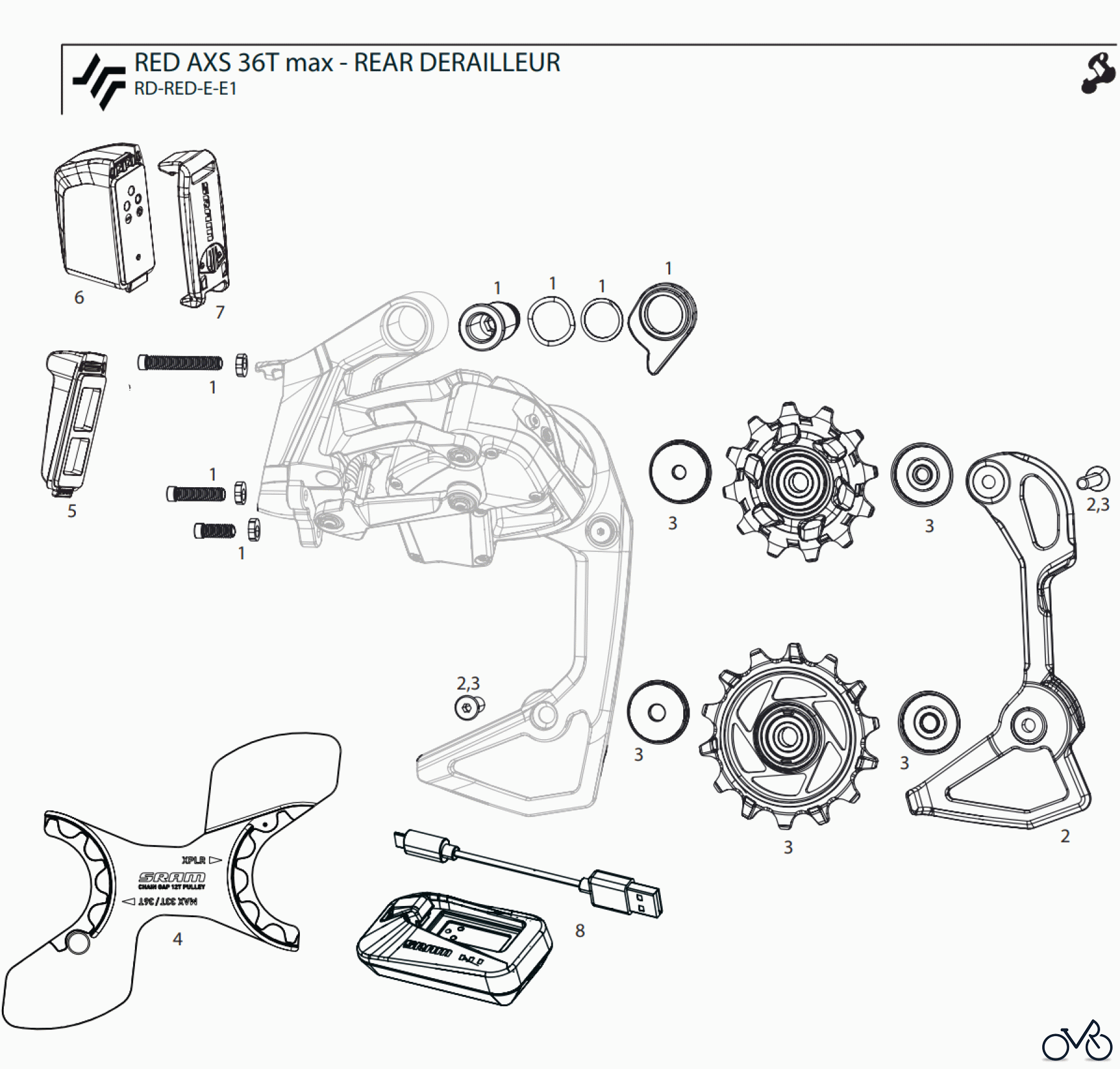  Sram Sram RED AXS 36T max - REAR DERAILLEUR 