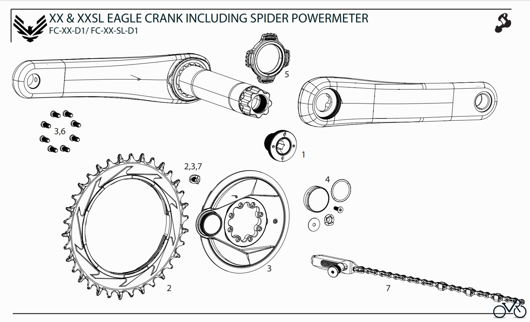  Sram Sram XX & XXSL EAGLE CRANK INCLUDING SPIDER POWERMETER