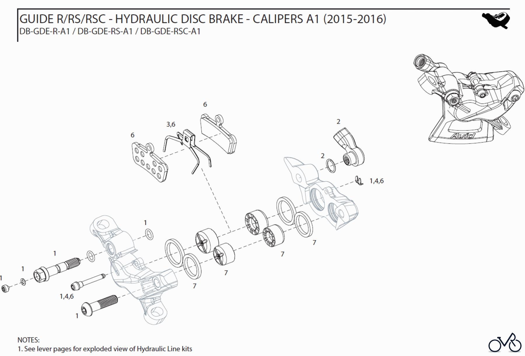  Sram Sram GUIDE R/RS/RSC - HYDRAULIC DISC BRAKE - CALIPERS A1 (2015-2016)