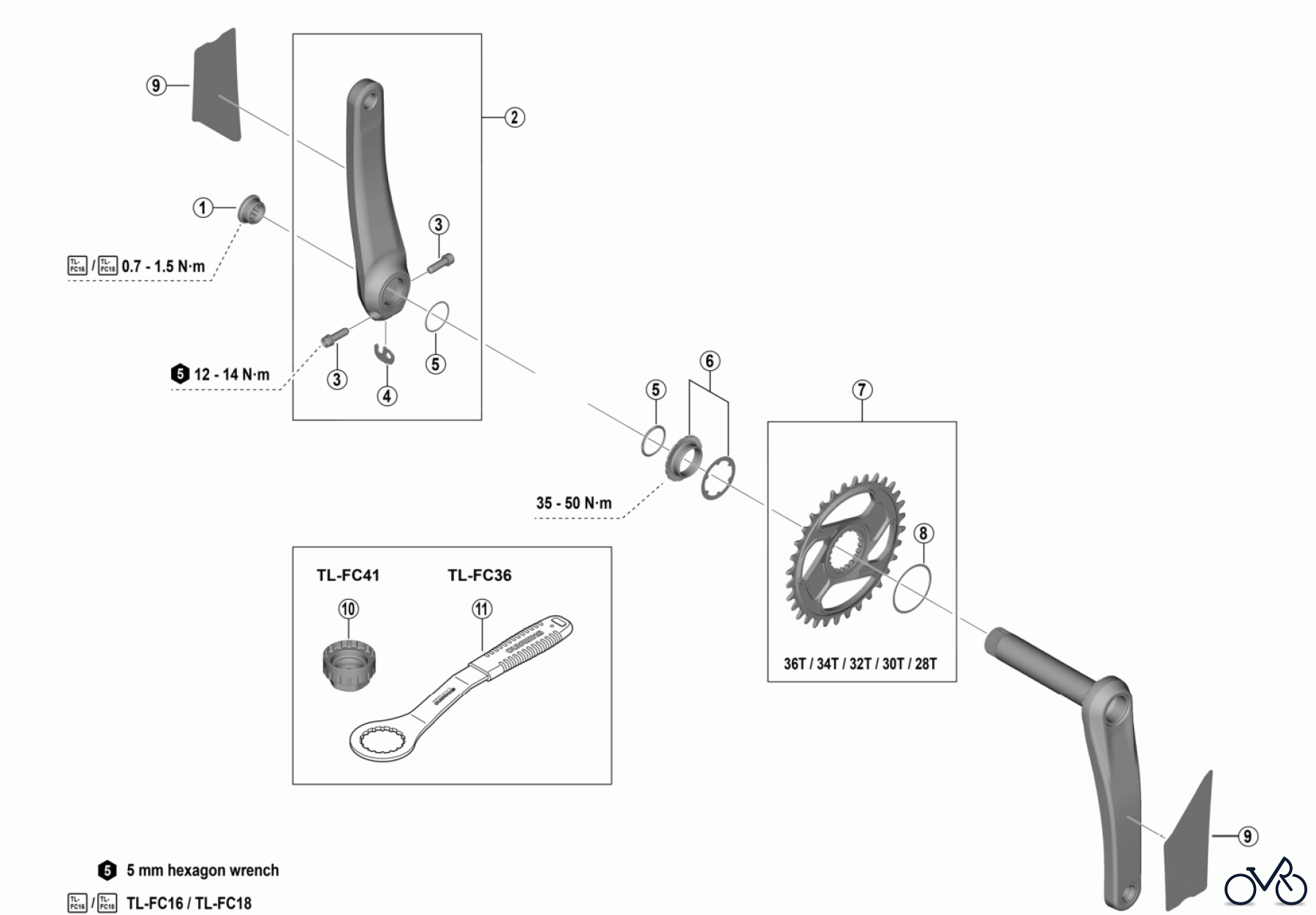 Shimano FC Front Chainwheel - Kurbelsatz, Vorderes Kettenblatt FC-M8200 DEORE XT Crankset