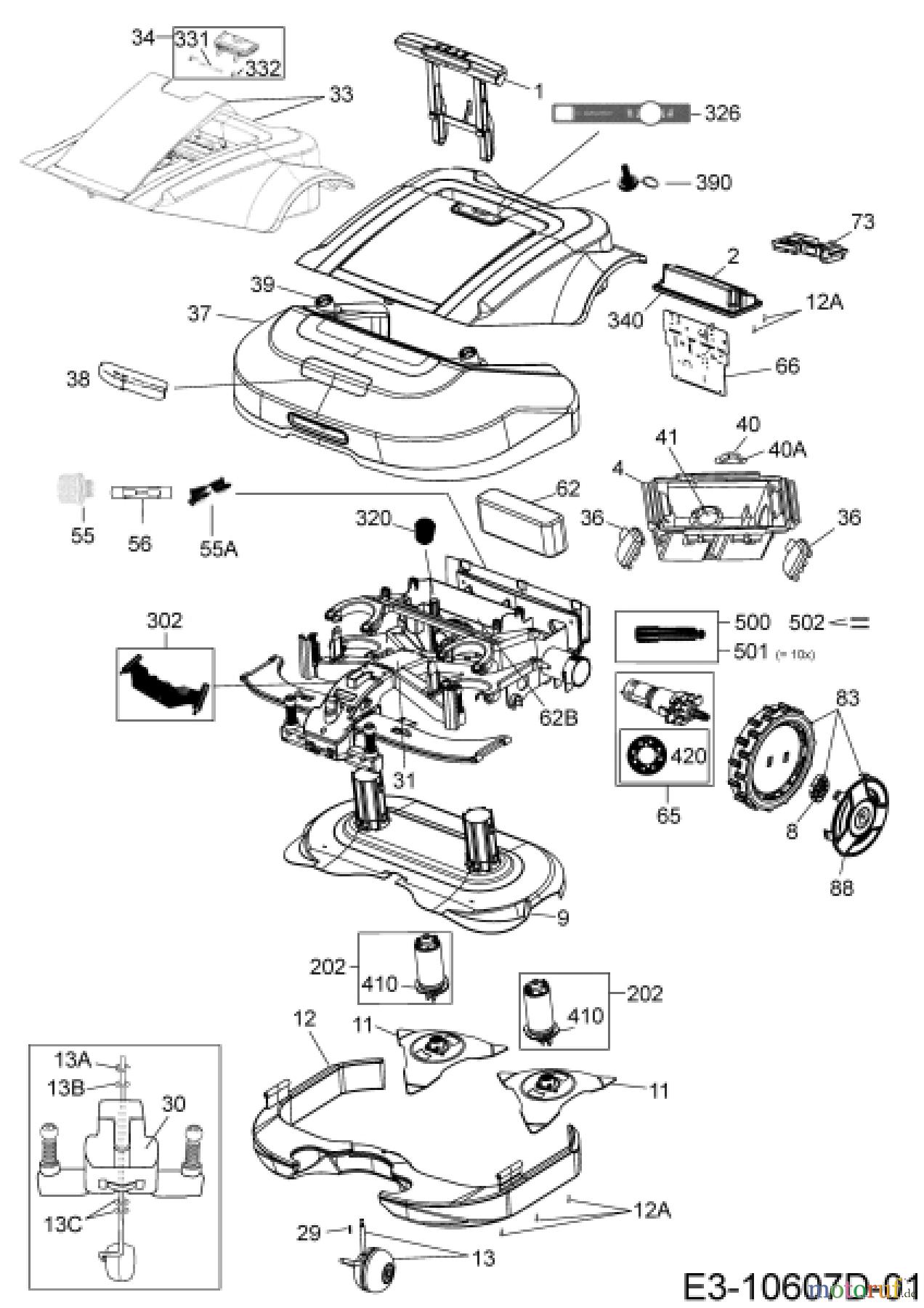 Robomow Mähroboter RS615 PRO 22BSBA-D619 (2020) Elektromotore, Gehäuse, Messer, Räder