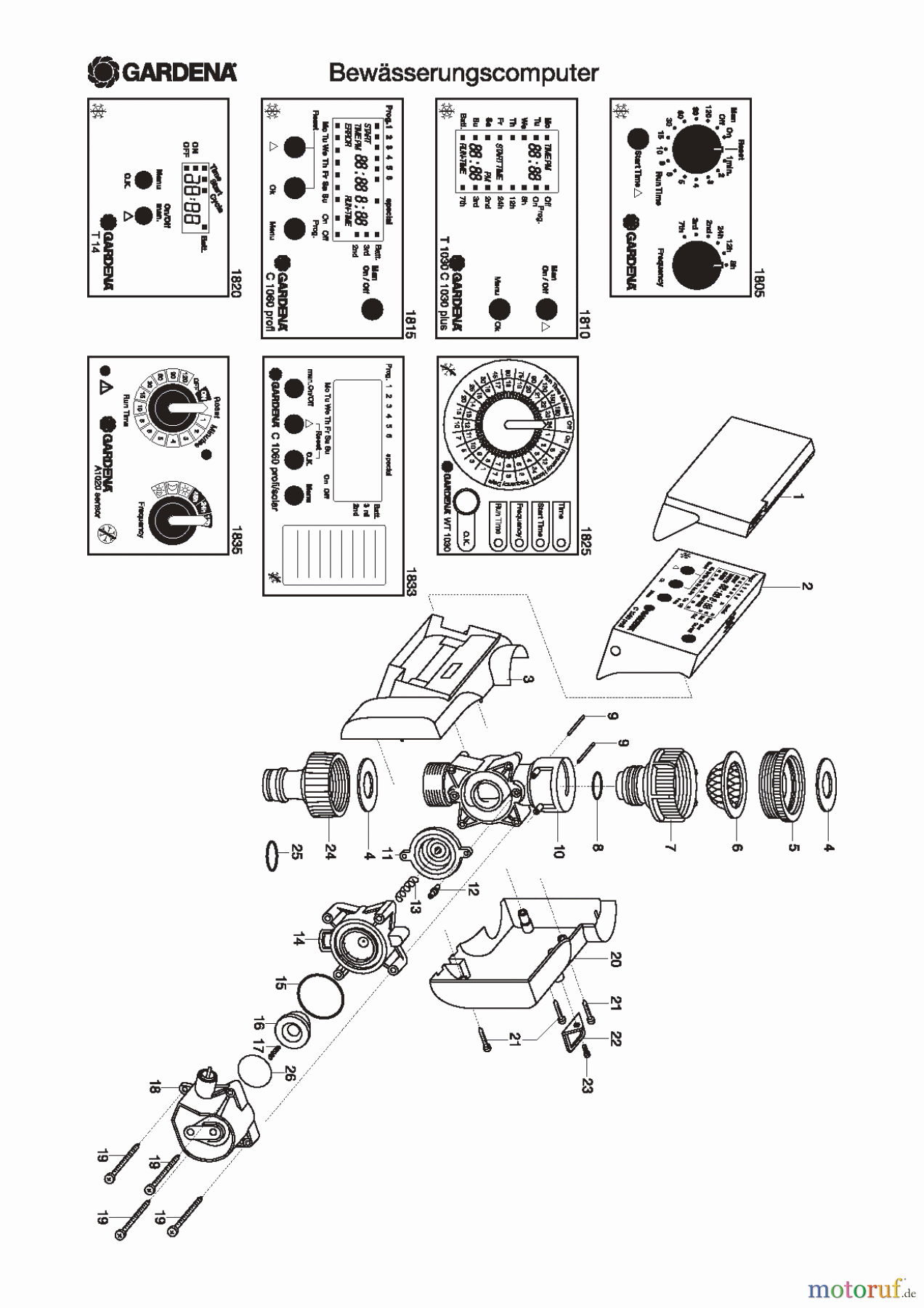 Gardena Wassertechnik Regner Bewässerungscomputer C 1060 Profi
bis Baujahr 2007