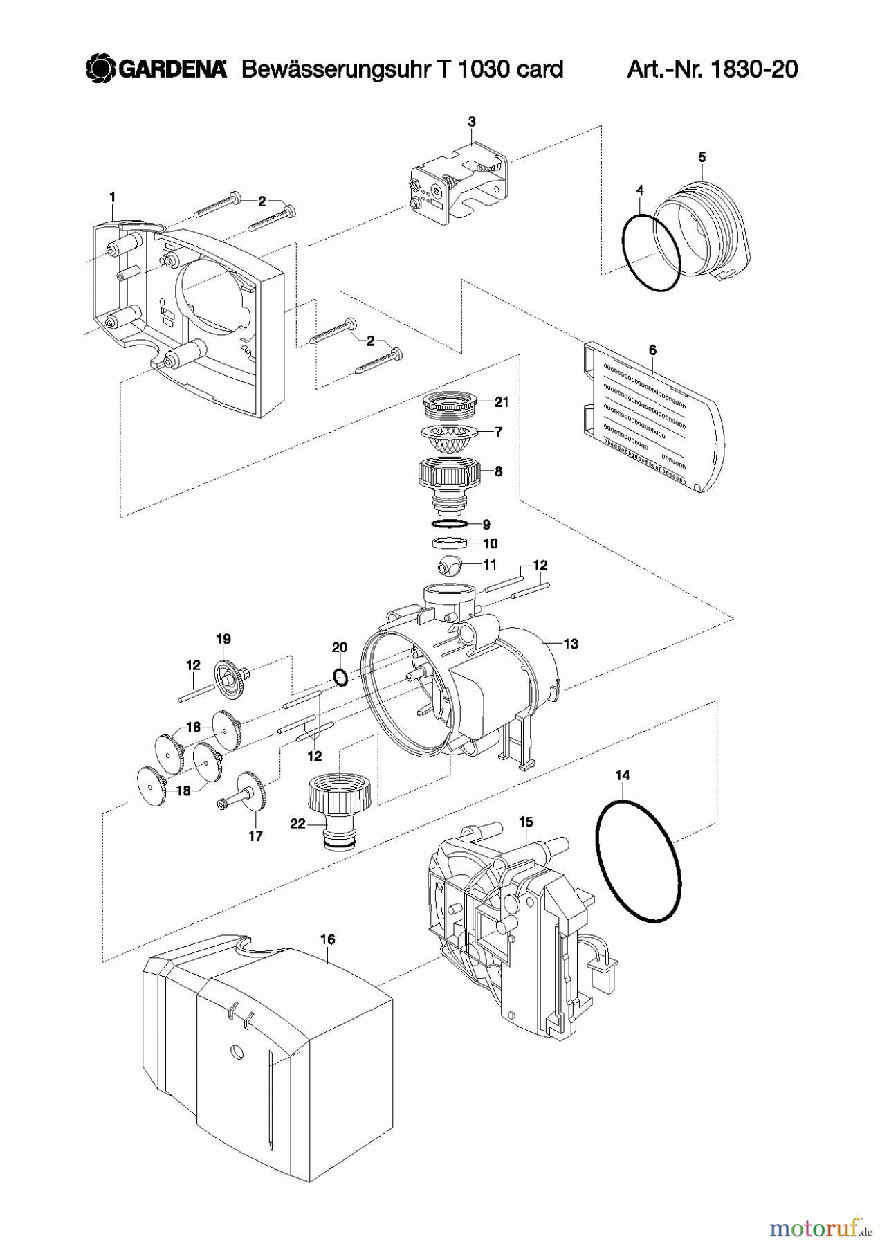 Gardena Wassertechnik Regner Bewässerungsuhr T 1030 card