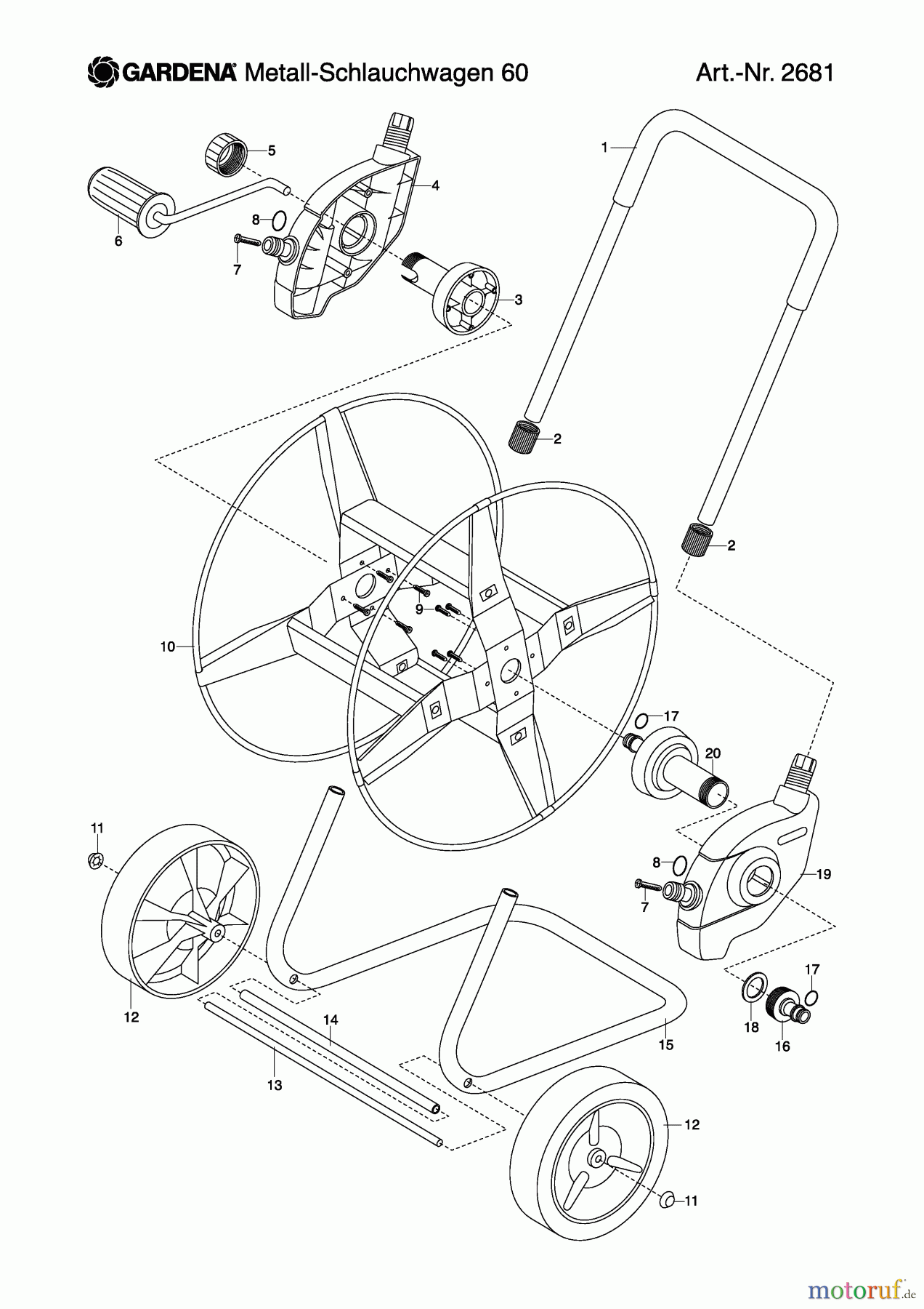  Gardena Wassertechnik Schlauchwagen Metall-Schlauchwagen 60