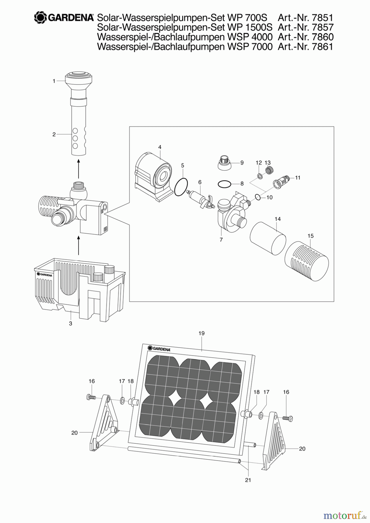 Gardena Wassertechnik Teich Wasserspiel-/Bauchlaufp. WSP 700