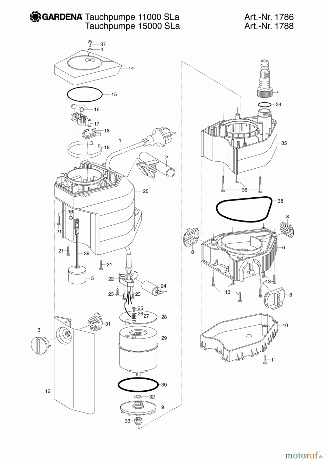 Gardena Wassertechnik Pumpen Tauchpumpe 11000 SL automatic