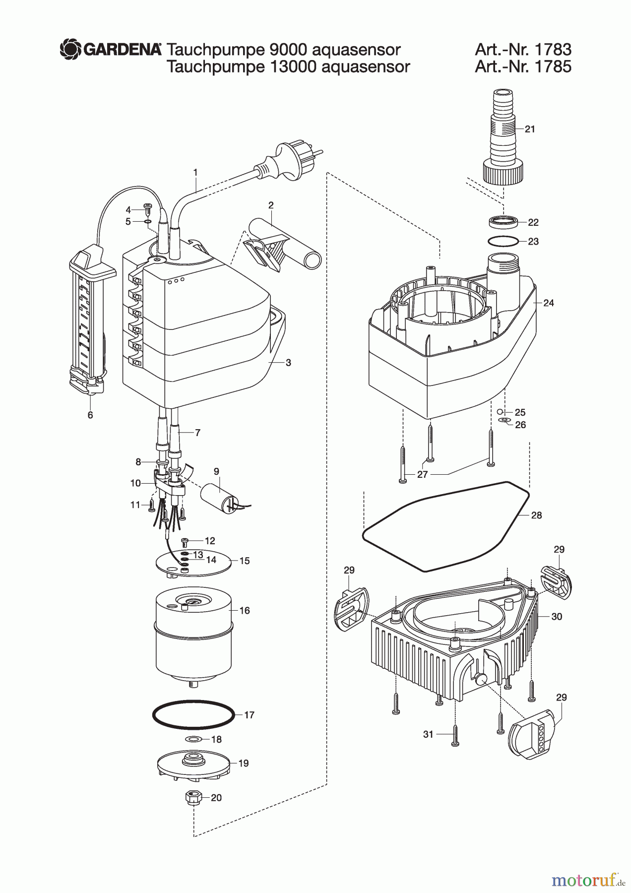 Gardena Wassertechnik Pumpen Tauchpumpe 9000 auqasensor