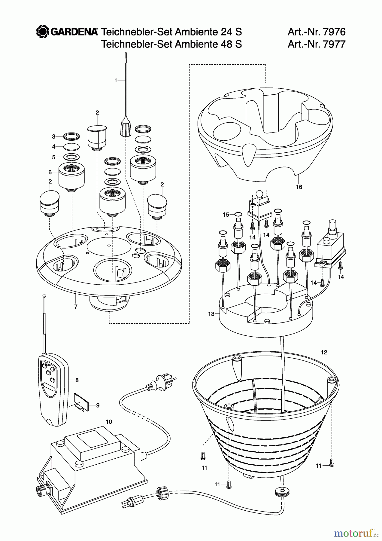 Gardena Wassertechnik Teich Teichnebler-Set Ambiente 24 S
