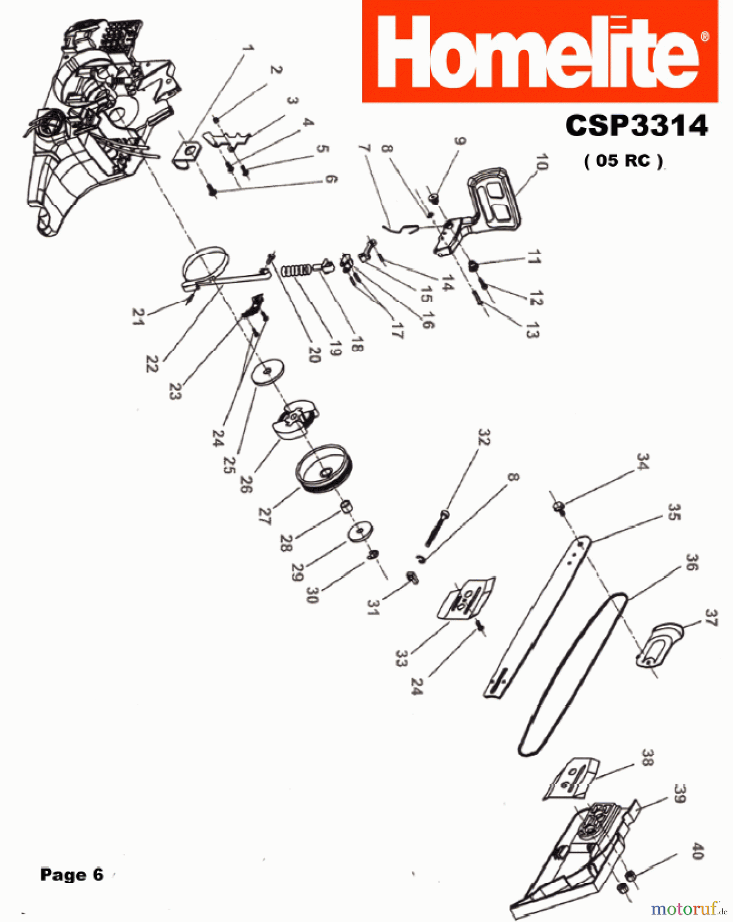  Homelite Motorsägen Benzin CSP3314 (06.2004 -12.2010) Kupplung