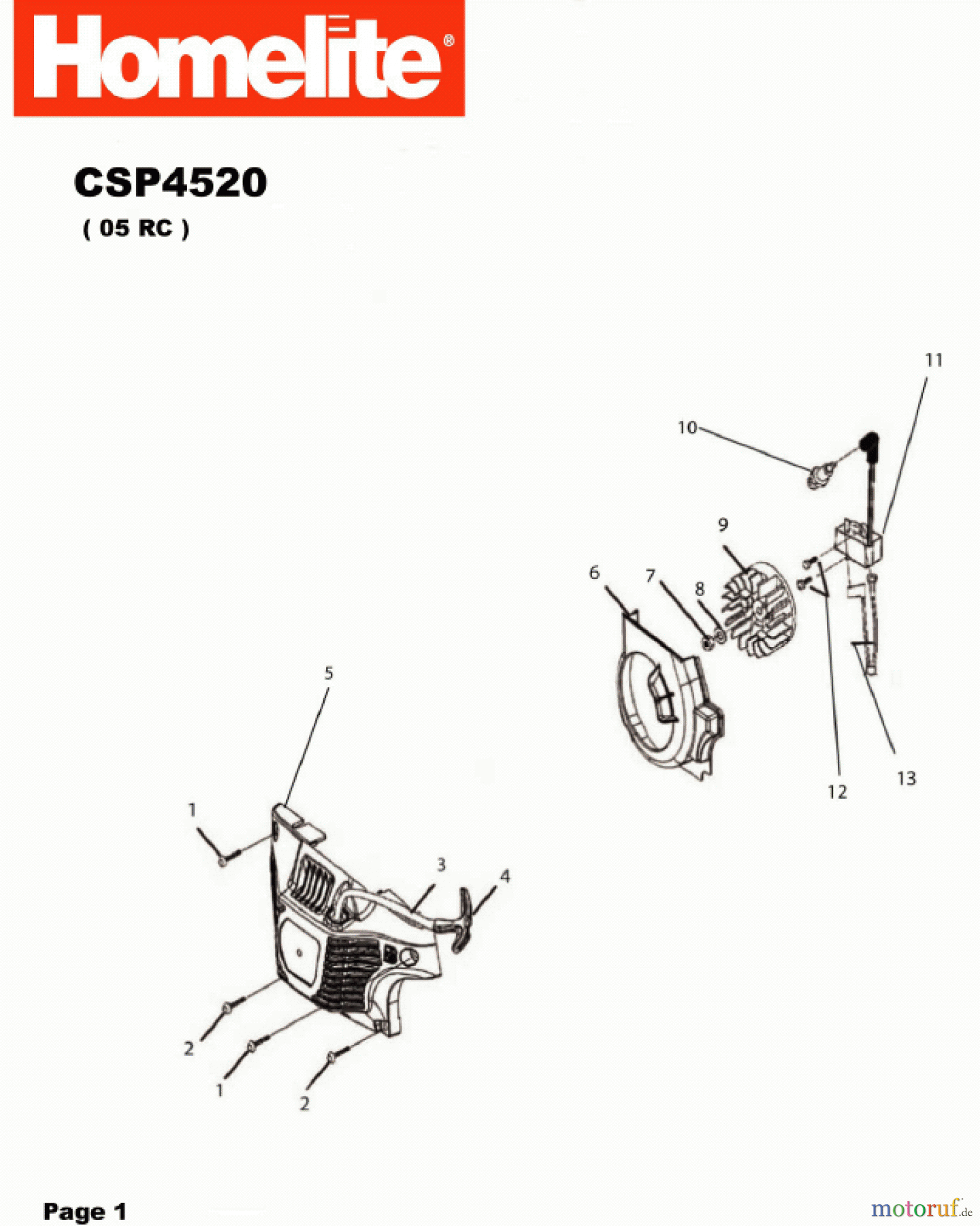 Homelite Motorsägen Benzin CSP4520 Starter