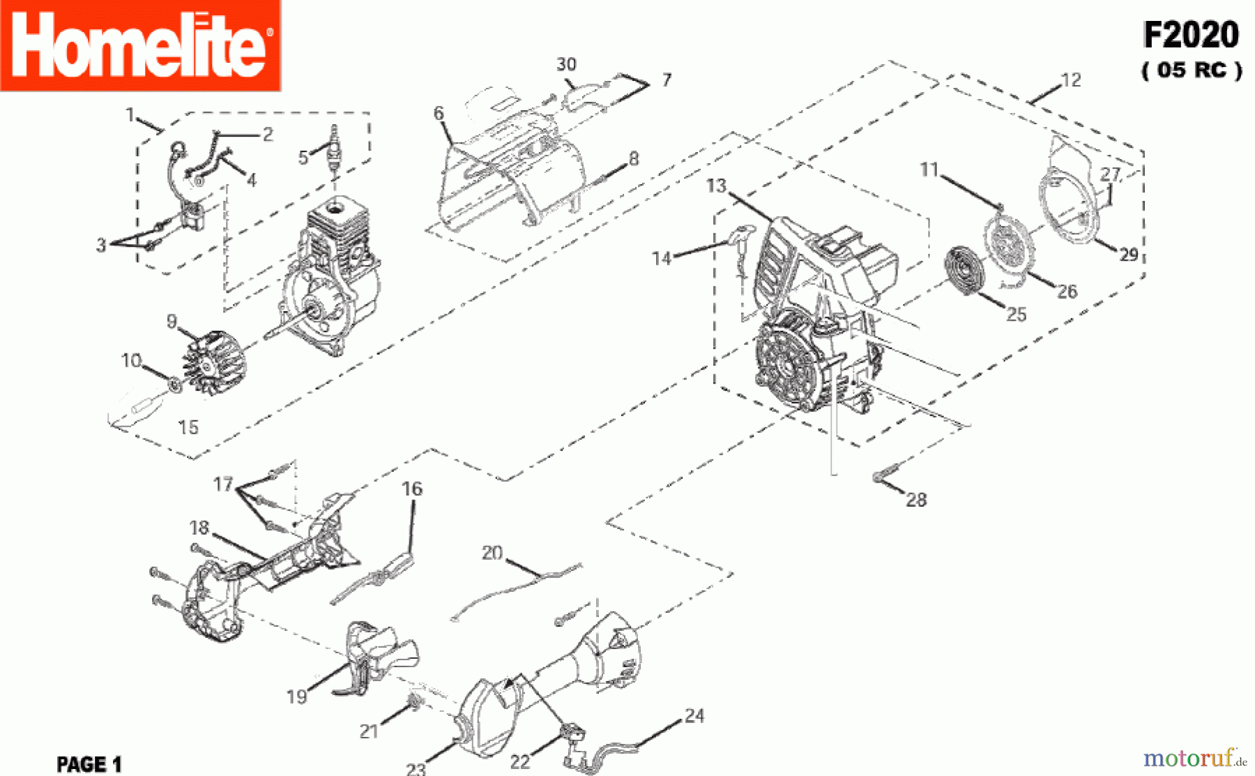  Homelite Trimmer Benzin F2020 (Baujahr 2004-2010) Starter