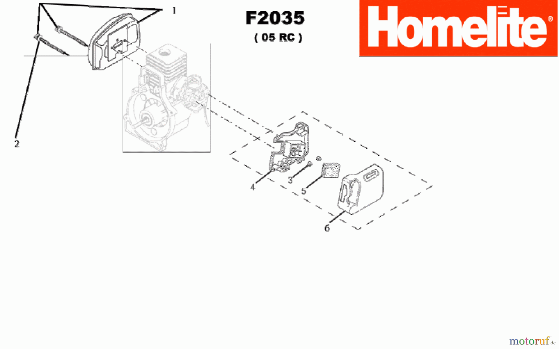 Homelite Trimmer Benzin F2035 (Baujahr 2005-2010) Auspuff