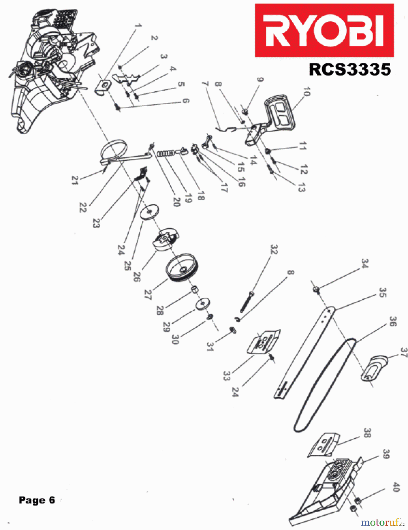 Ryobi Kettensägen Benzin RCS3335C Kupplung