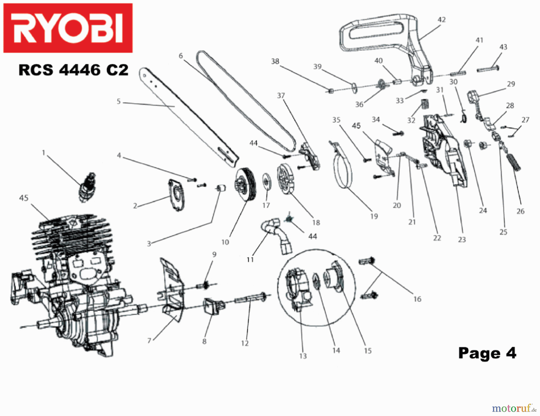 Ryobi Kettensägen Benzin RCS4446C2 Kupplung