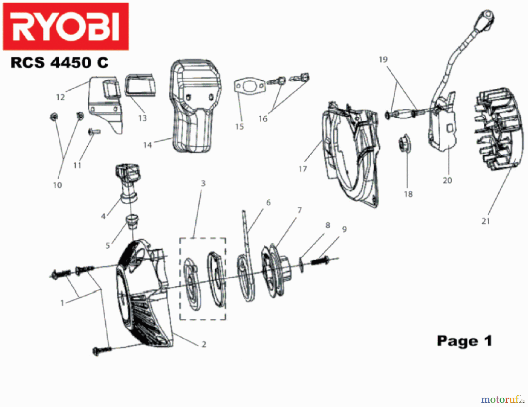 Ryobi Kettensägen Benzin RCS4450C Starter