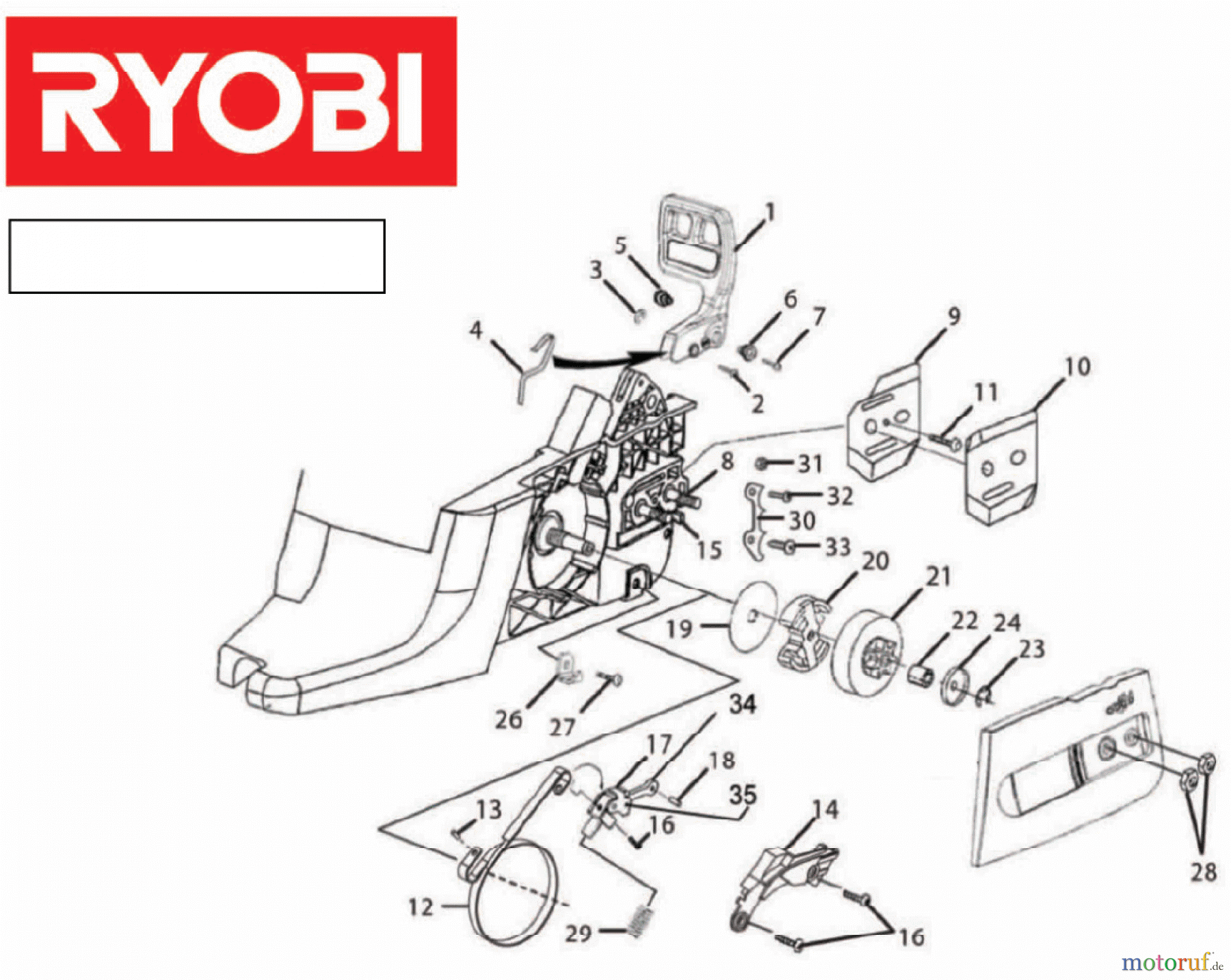 Ryobi Kettensägen Benzin PCN4545 Kupplung