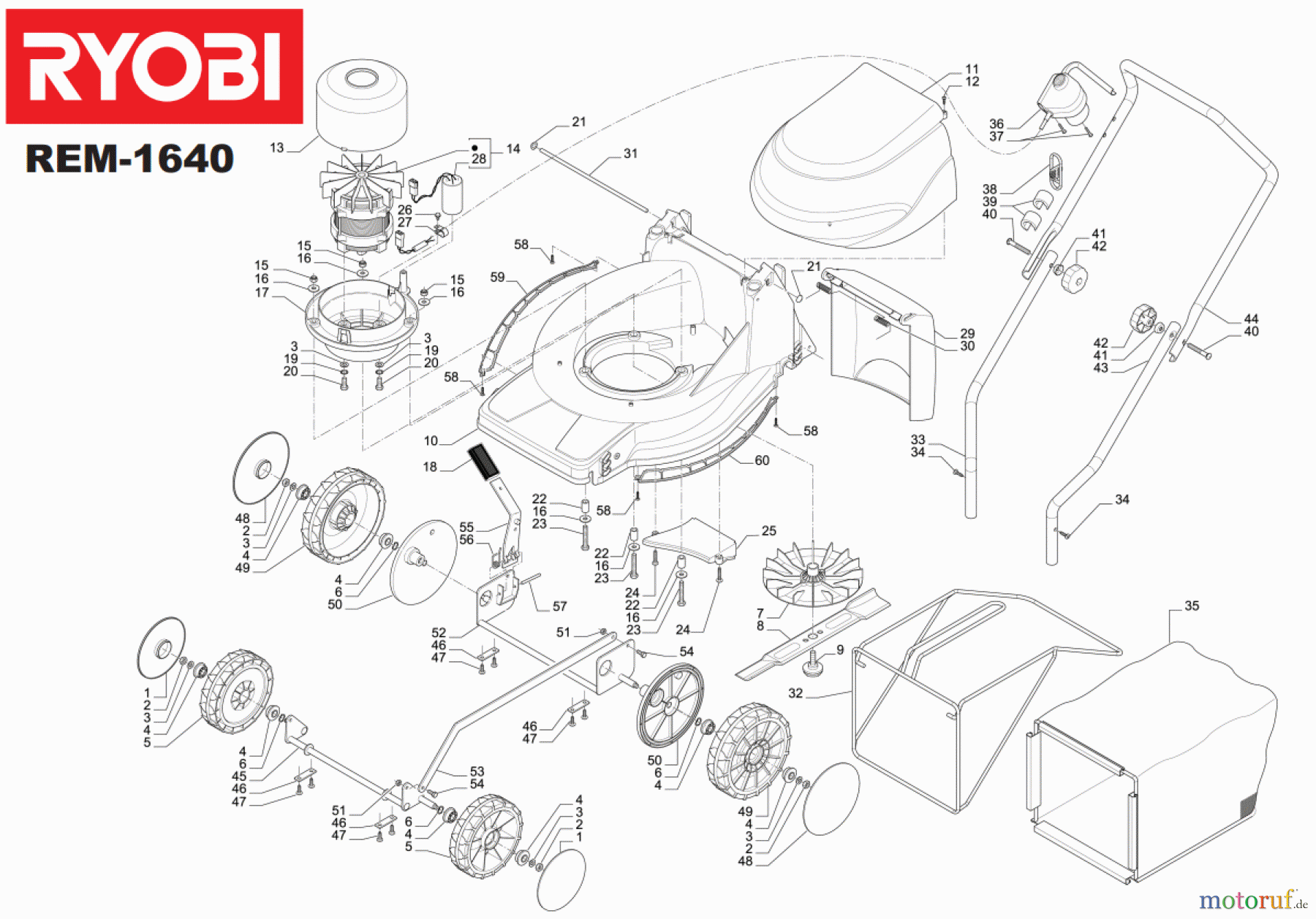Ryobi Rasenmäher Elektro REM1640