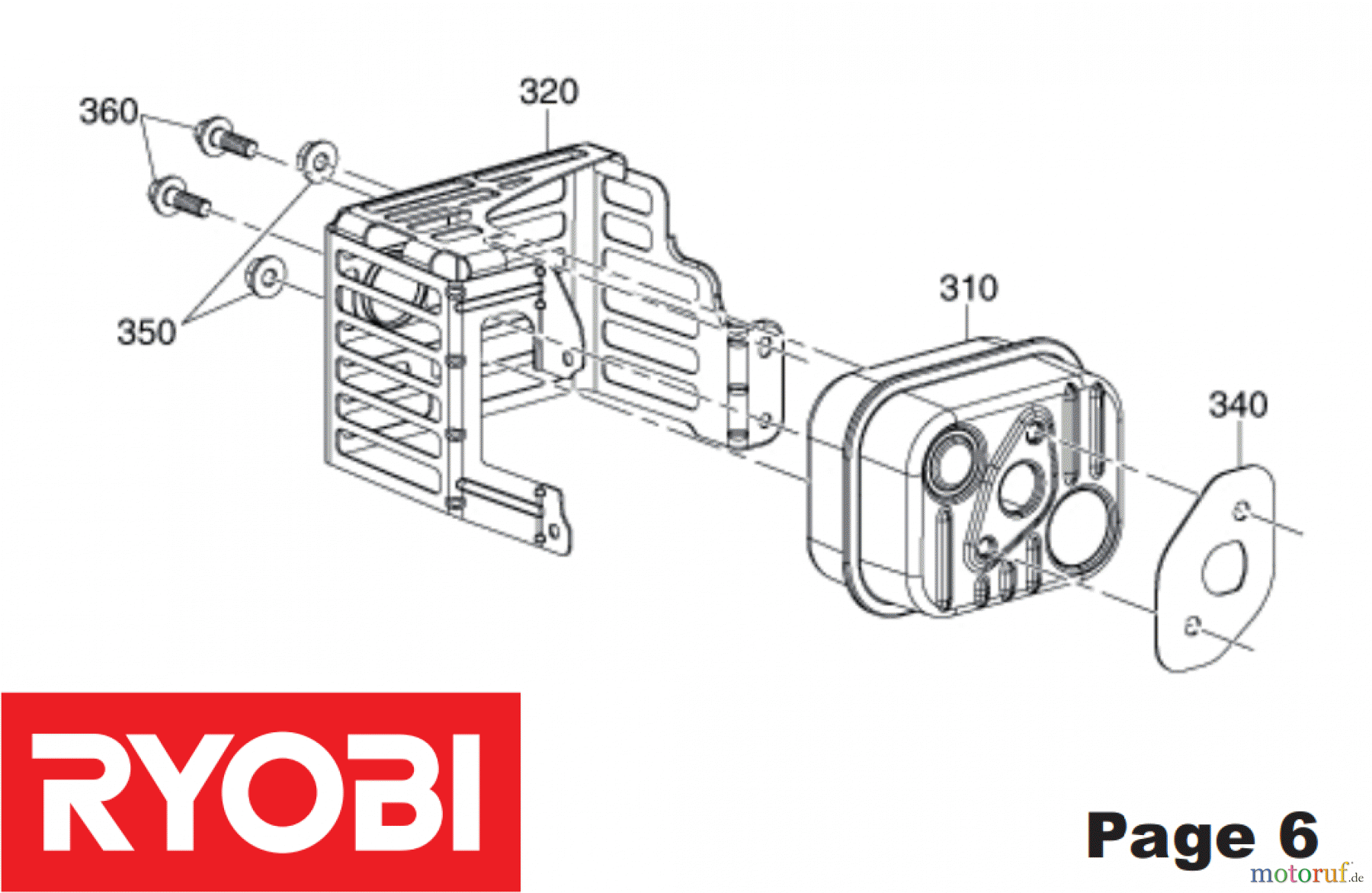Ryobi Rasenmäher Benzin RLM5319SME Auspuff