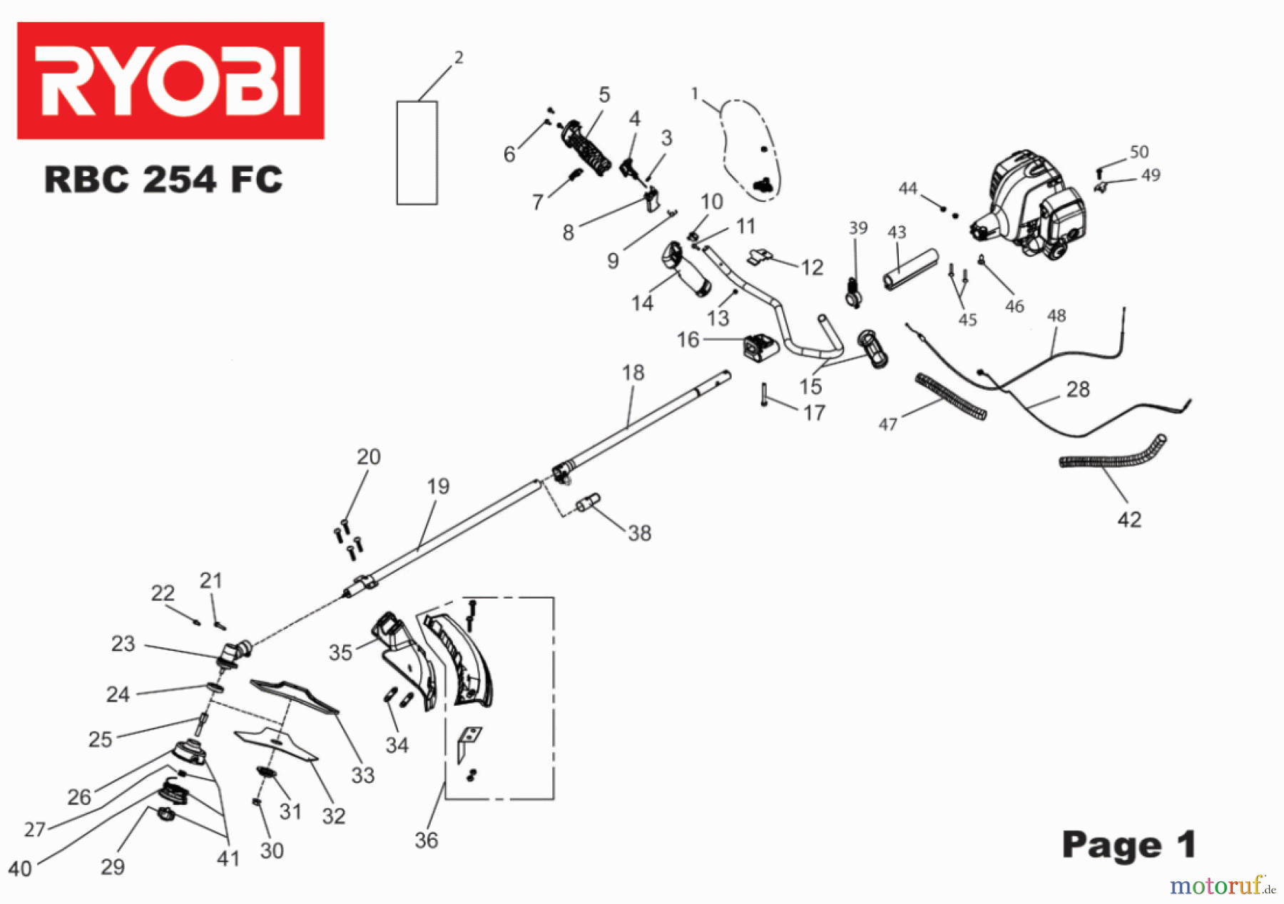Ryobi Sensen Freischneider Benzin RBC254FC Seite 1