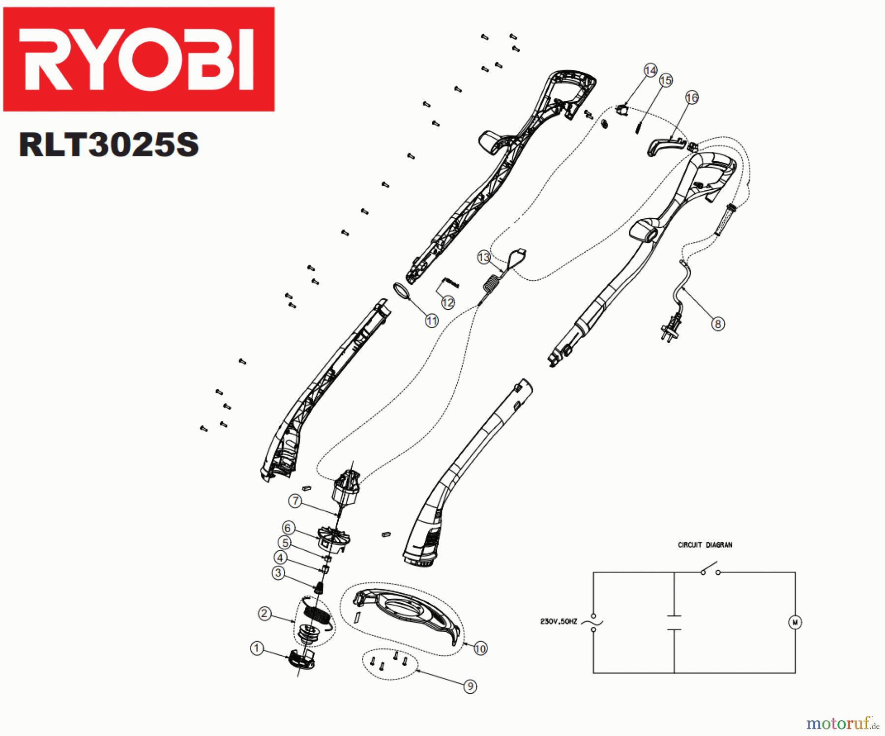 Ryobi Rasentrimmer Elektro RLT3025S, 5133001251