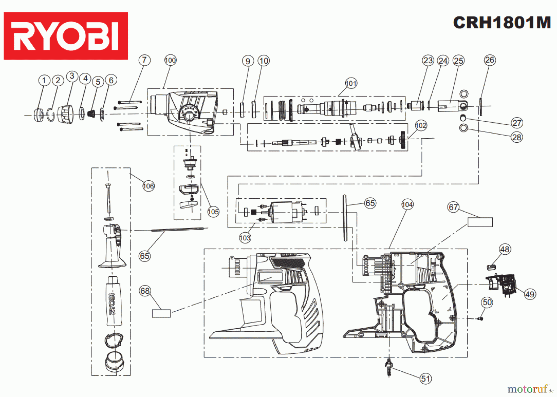 Ryobi (Schlag-)Bohrschrauber Bohrhämmer CRH1801M