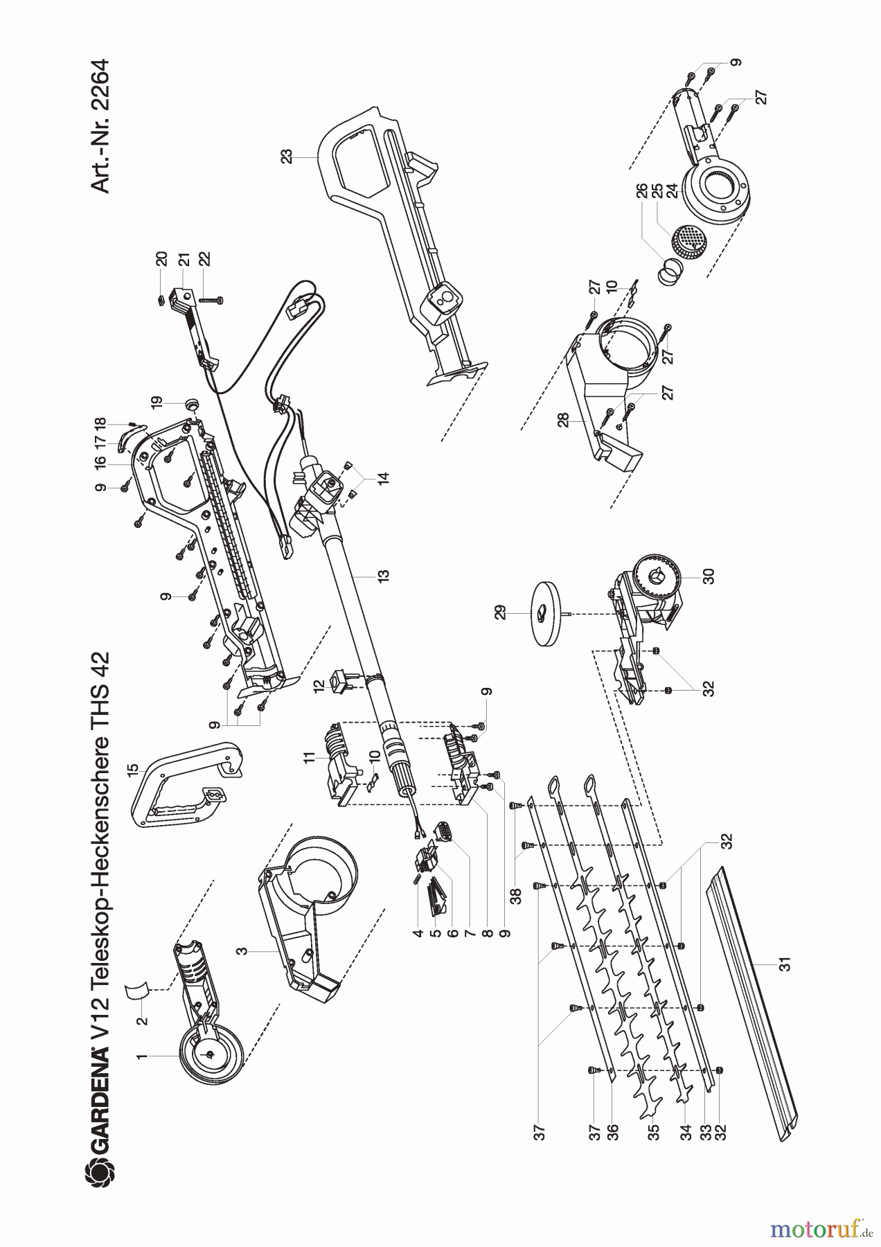 Gardena Heckenscheren V12 Teleskop-Heckenschere THS 42