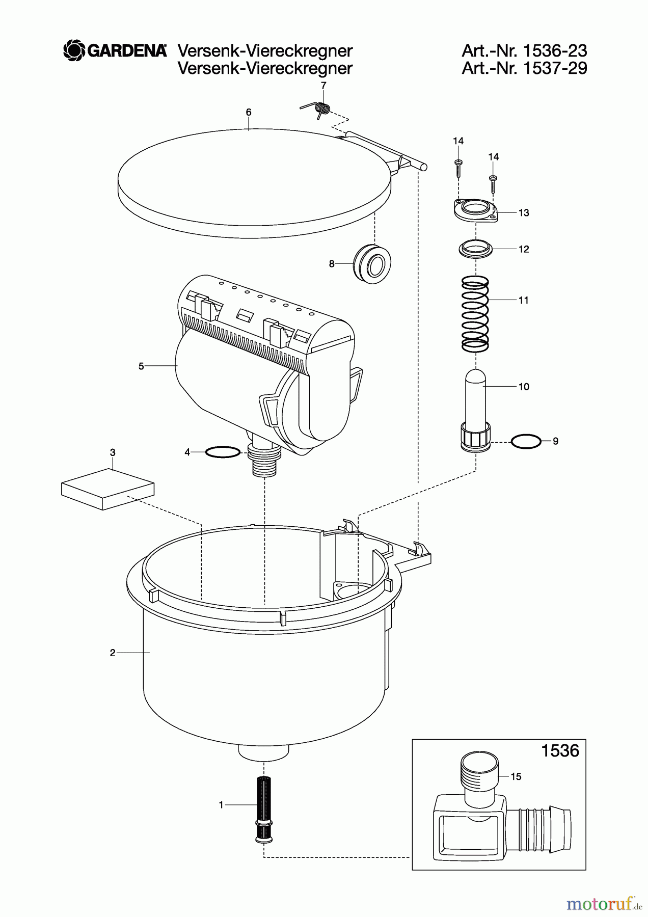Gardena Wassertechnik Regner Versenk-Viereckregner