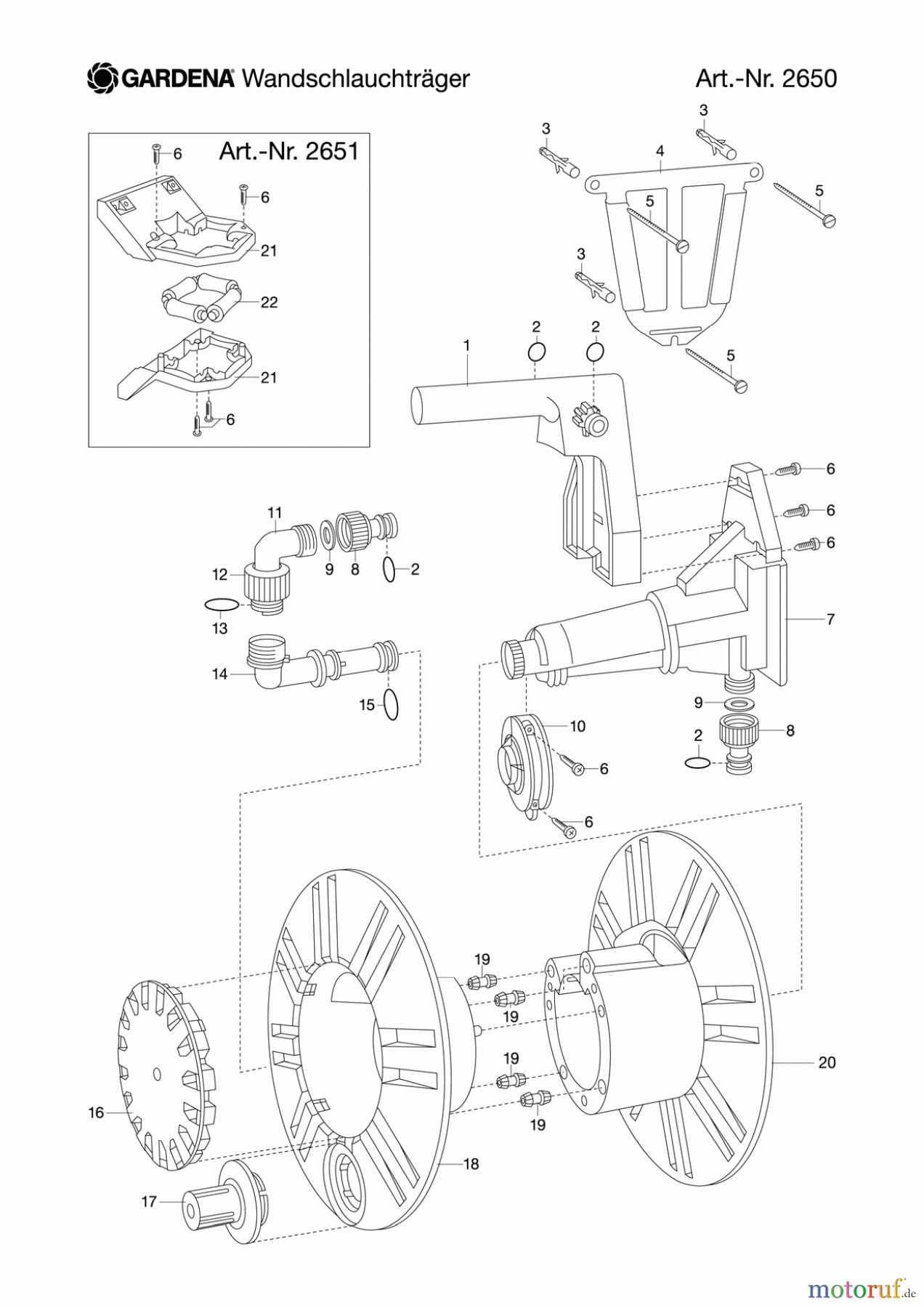Gardena Wassertechnik Schlauchwagen Wandschlauchhalter