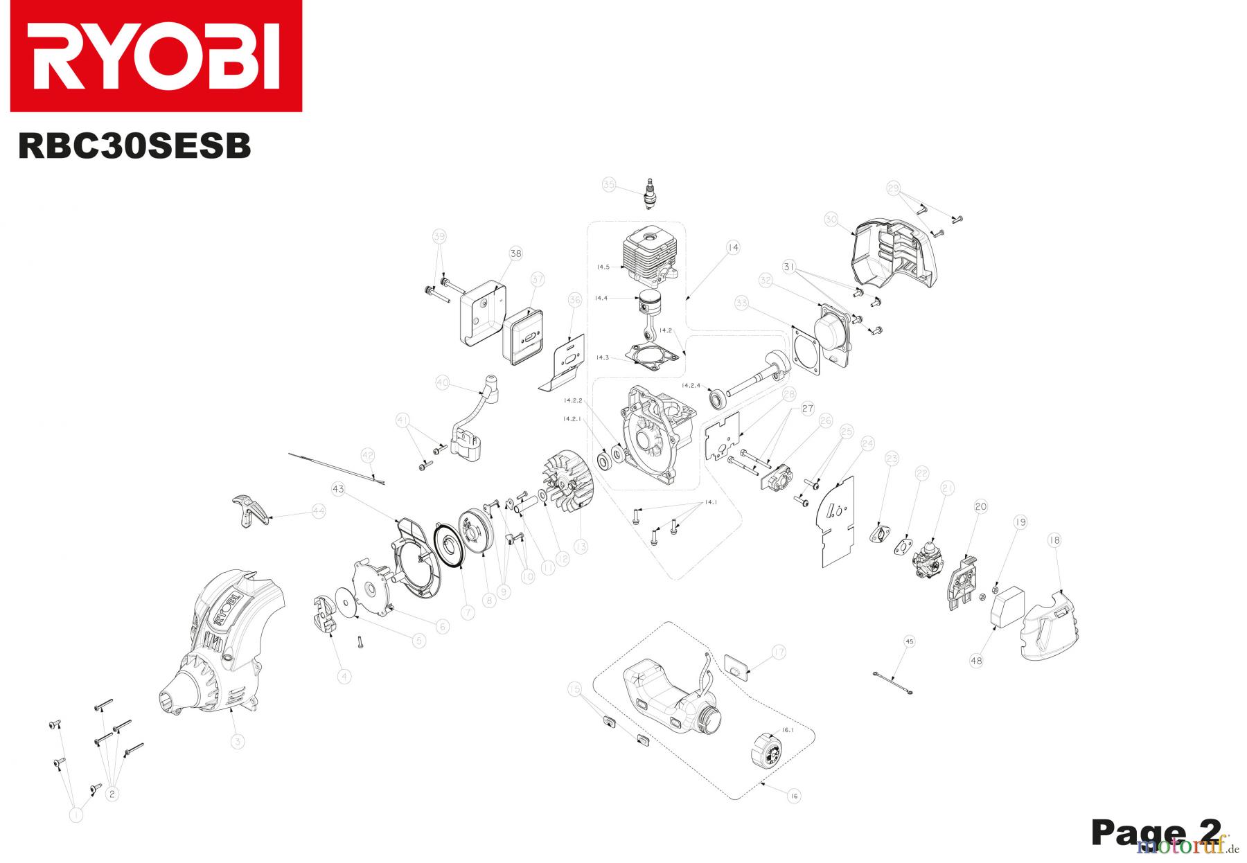  Ryobi Sensen Freischneider Benzin RBC30SESB Seite 2