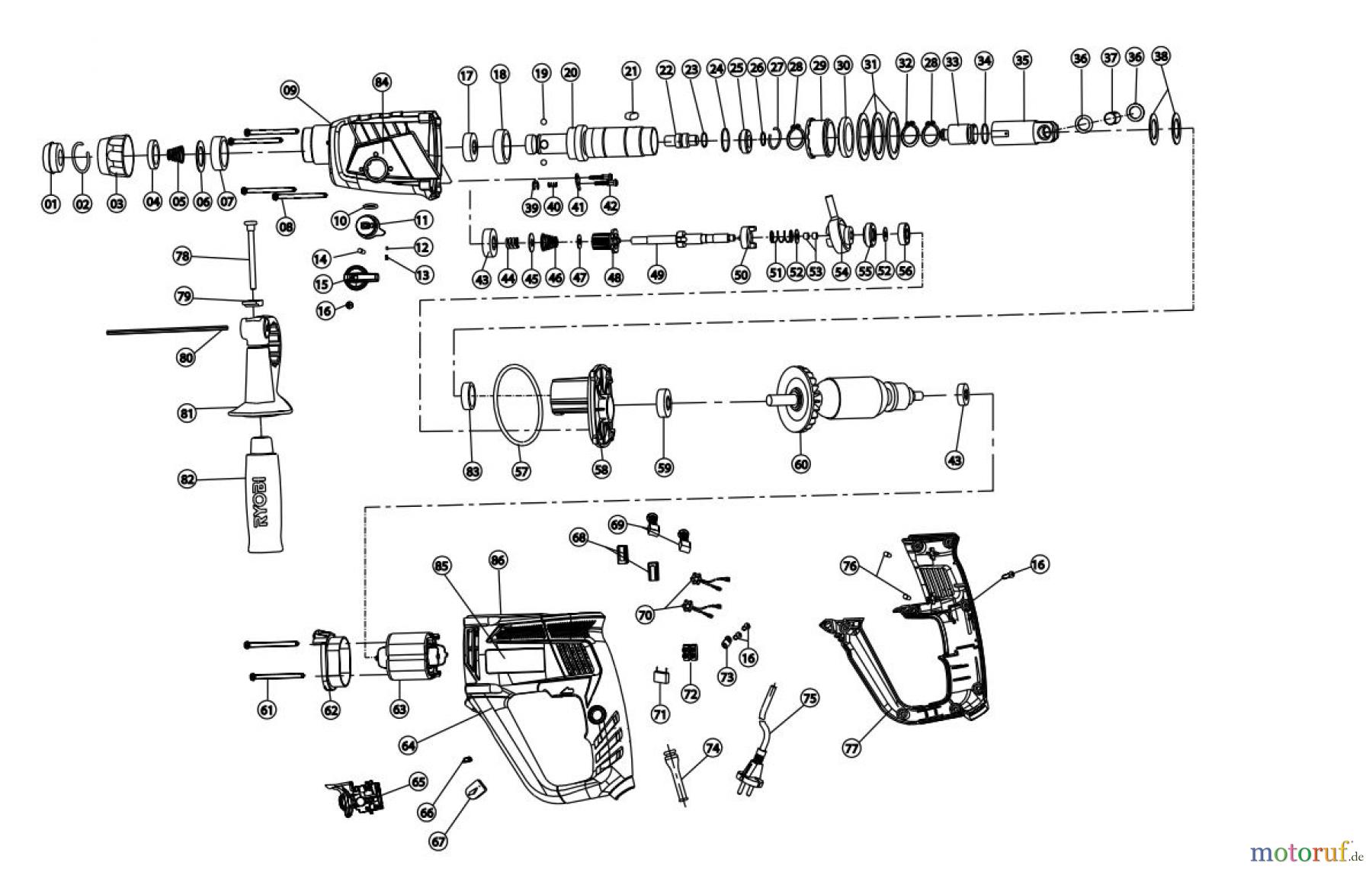  Ryobi (Schlag-)Bohrschrauber Bohrhämmer ERH710RS