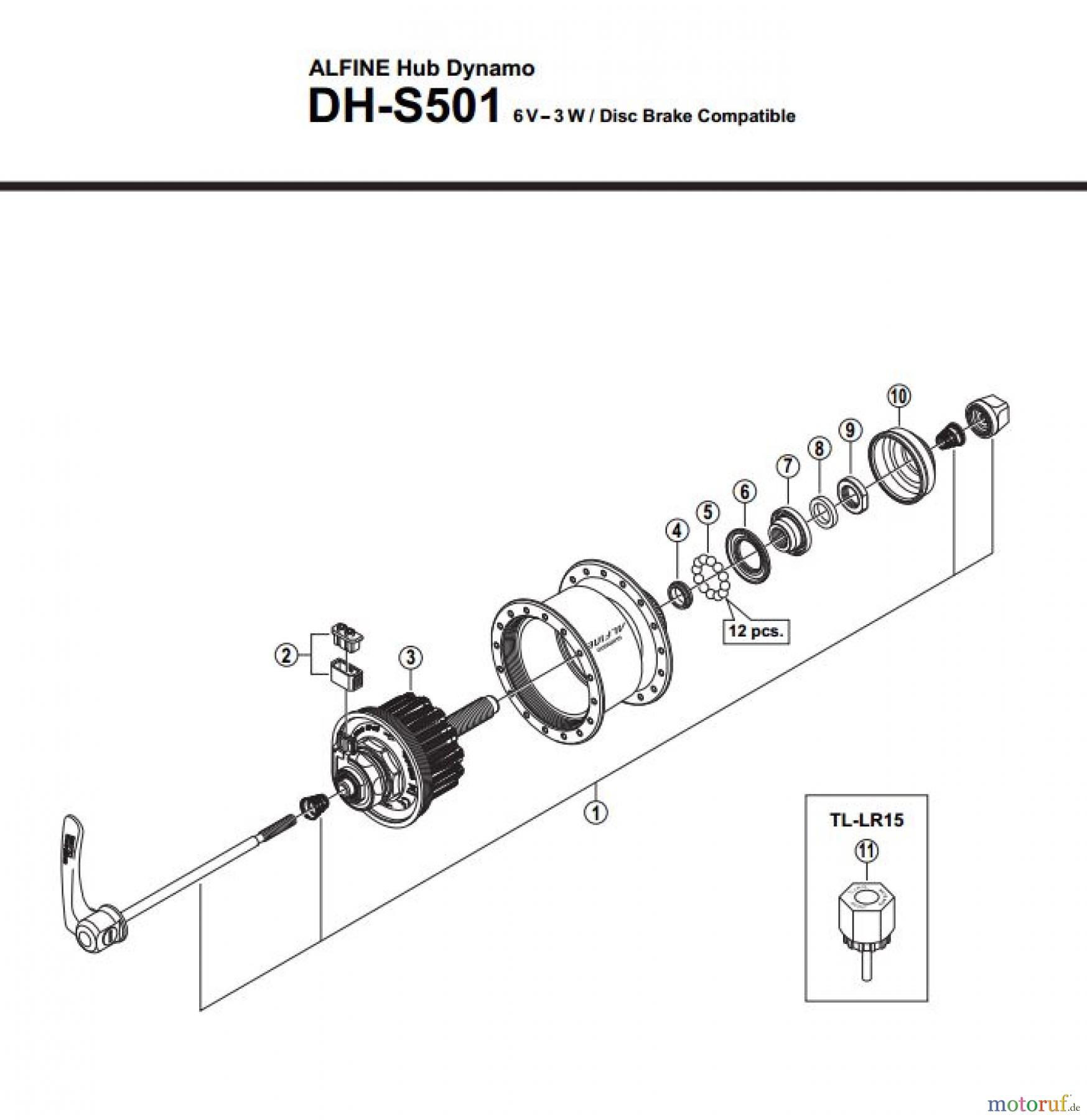 Shimano DH Dynamo Hub - Nabendynamo DH-S501 2857A