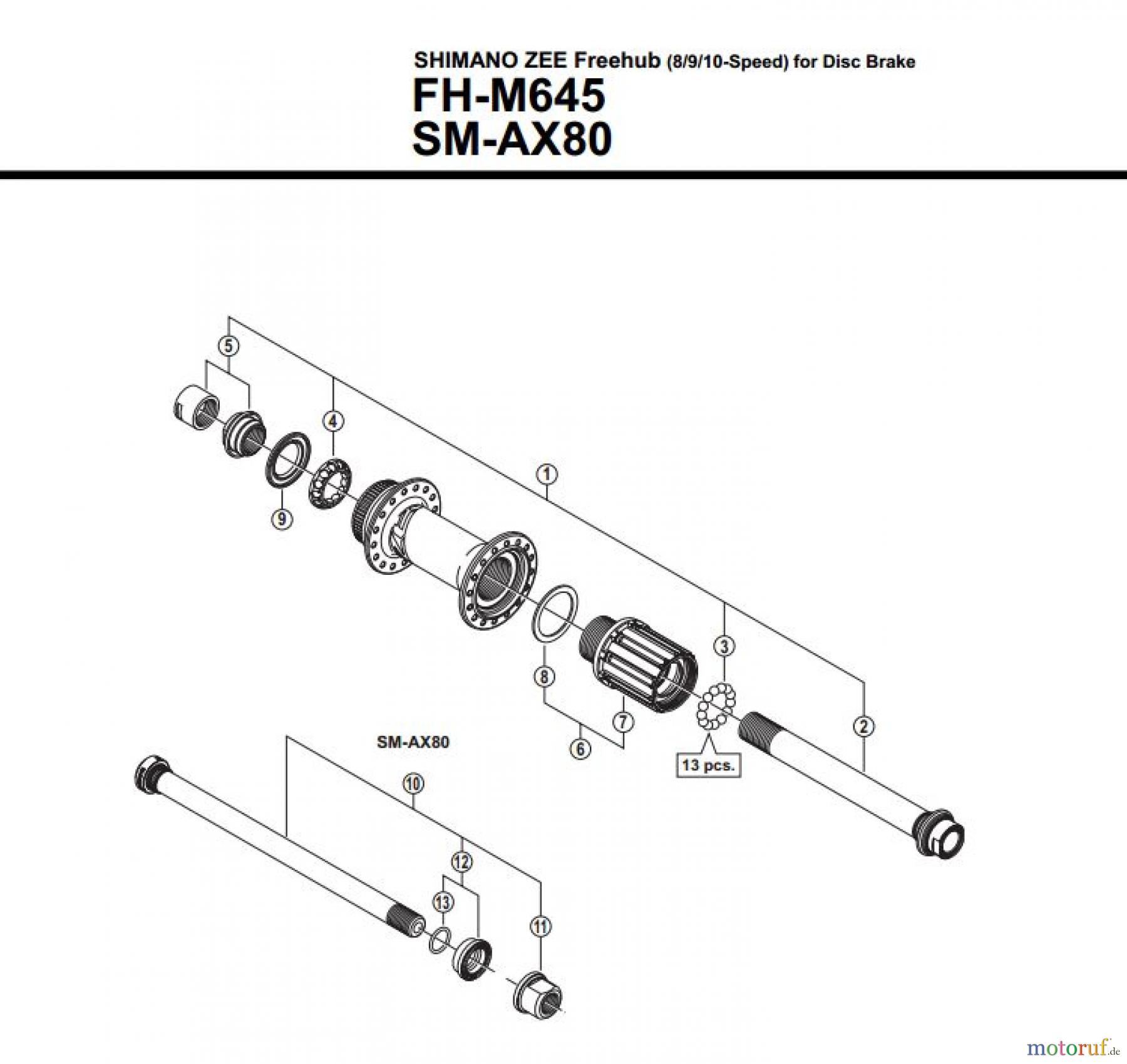Shimano FH Free Hub - Freilaufnabe FH-M645