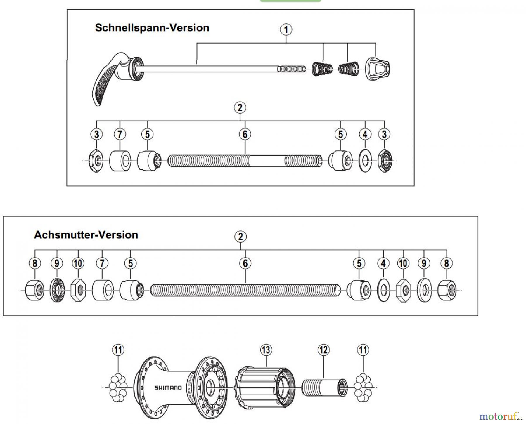 Shimano FH Free Hub - Freilaufnabe FH-RM30 achtfach