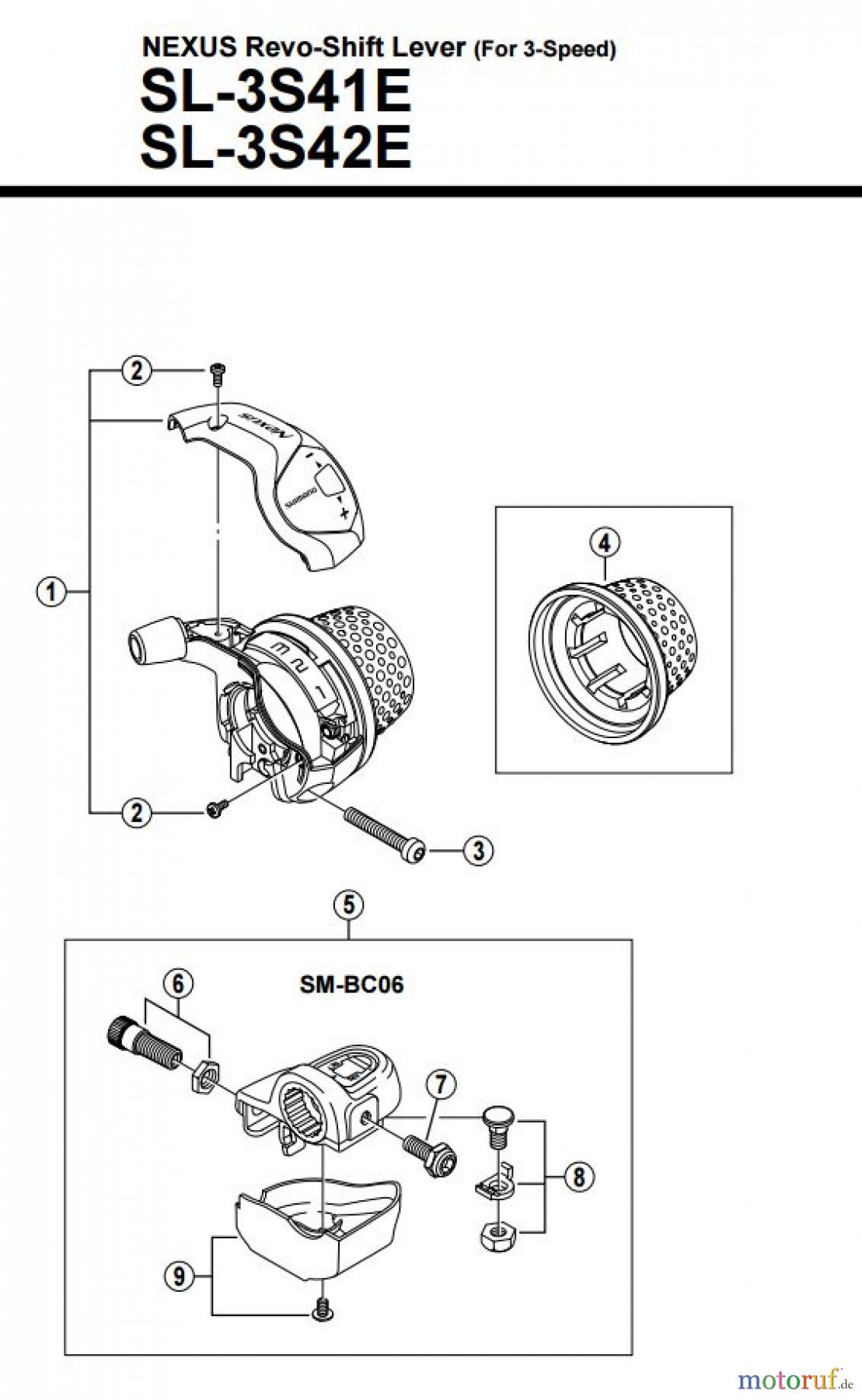Shimano SL Shift Lever - Schalthebel SL-3S41-3S42-2730, SL-3S51E, SL-3S42E