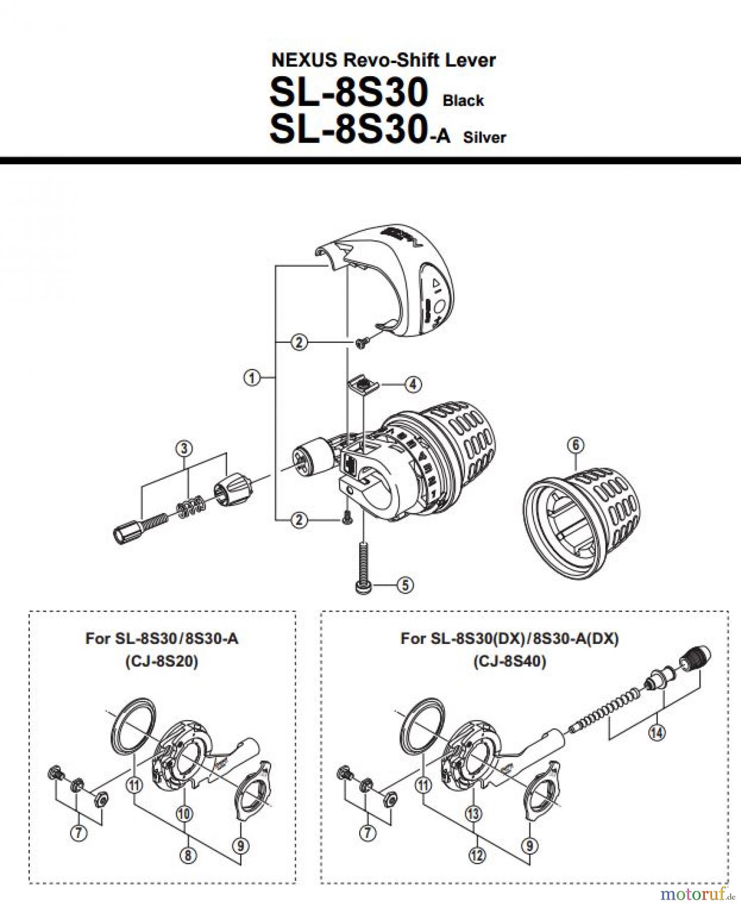 Shimano SL Shift Lever - Schalthebel SL-8S30. SL-8S30-A NEXUS Revo-Shift Lever
