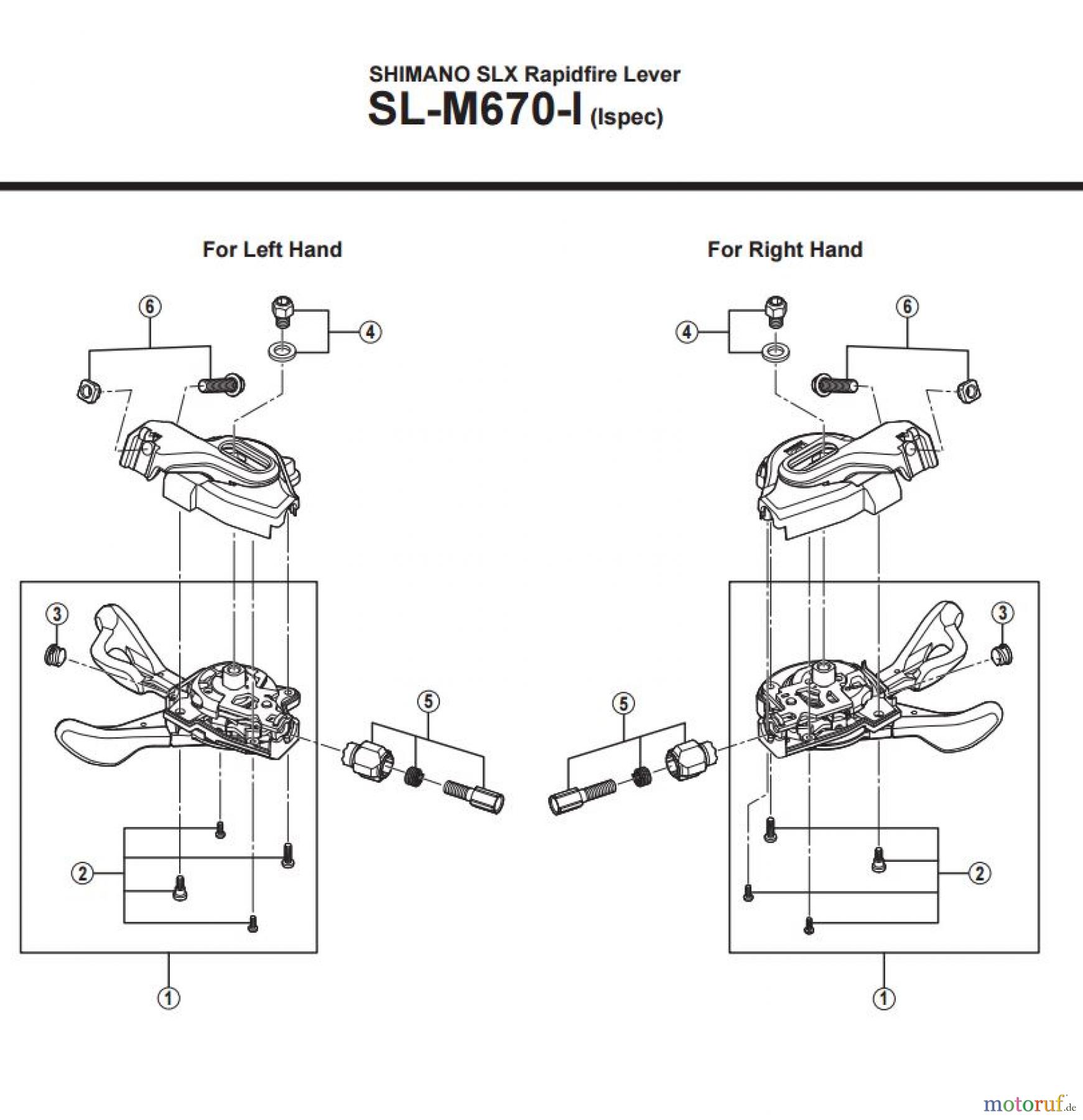 Shimano SL Shift Lever - Schalthebel SL-M670-I (Ispec) SHIMANO SLX Rapidfire Lever