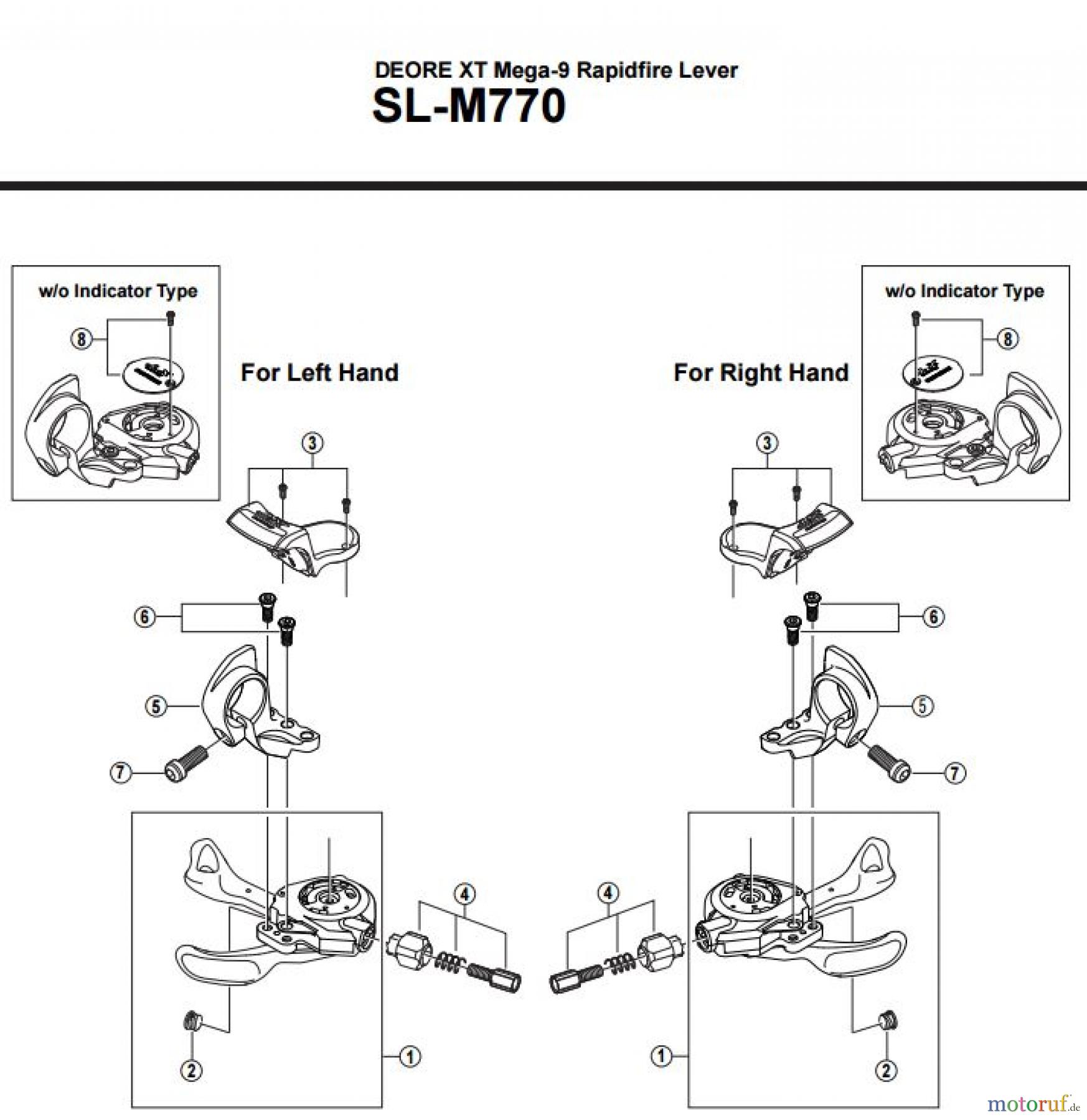 Shimano SL Shift Lever - Schalthebel SL-M770-2708A DEORE XT Mega-9 Rapidfire Lever