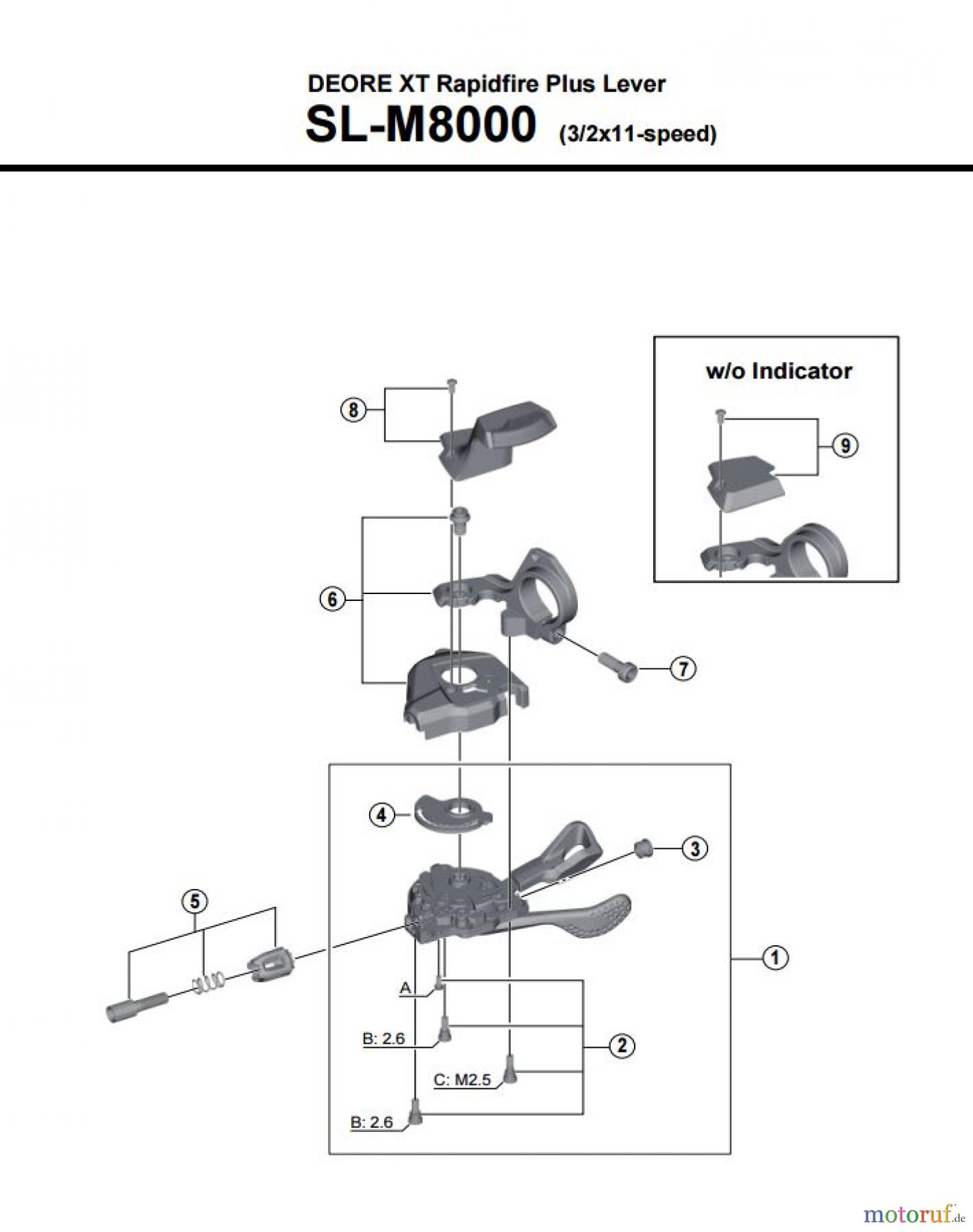 Shimano SL Shift Lever - Schalthebel SL-M8000 -3860 DEORE XT Rapidfire Plus Lever