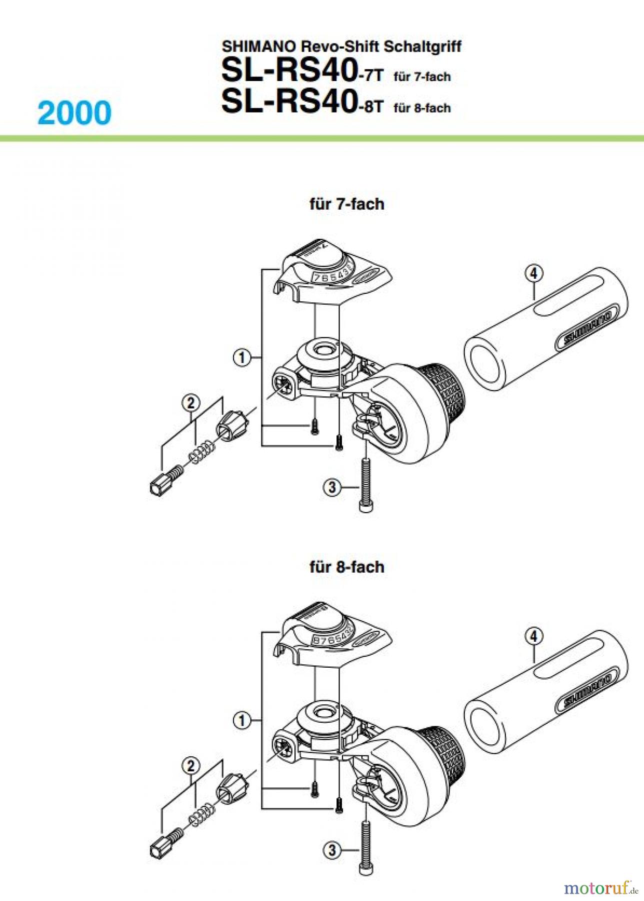 Shimano SL Shift Lever - Schalthebel SL-RS40, 2000 SHIMANO Revo-Shift Schaltgriff