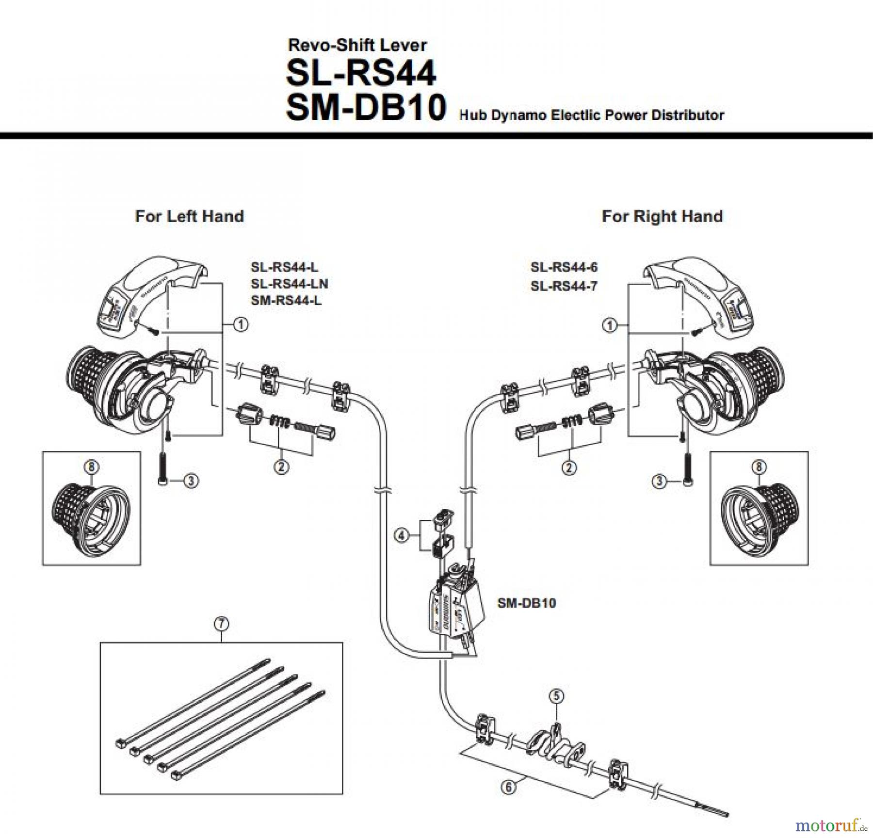 Shimano SL Shift Lever - Schalthebel SL-RS44, SM-DB10 -2779A Revo-Shift Lever Hub Dynamo Electlic Power Distributor