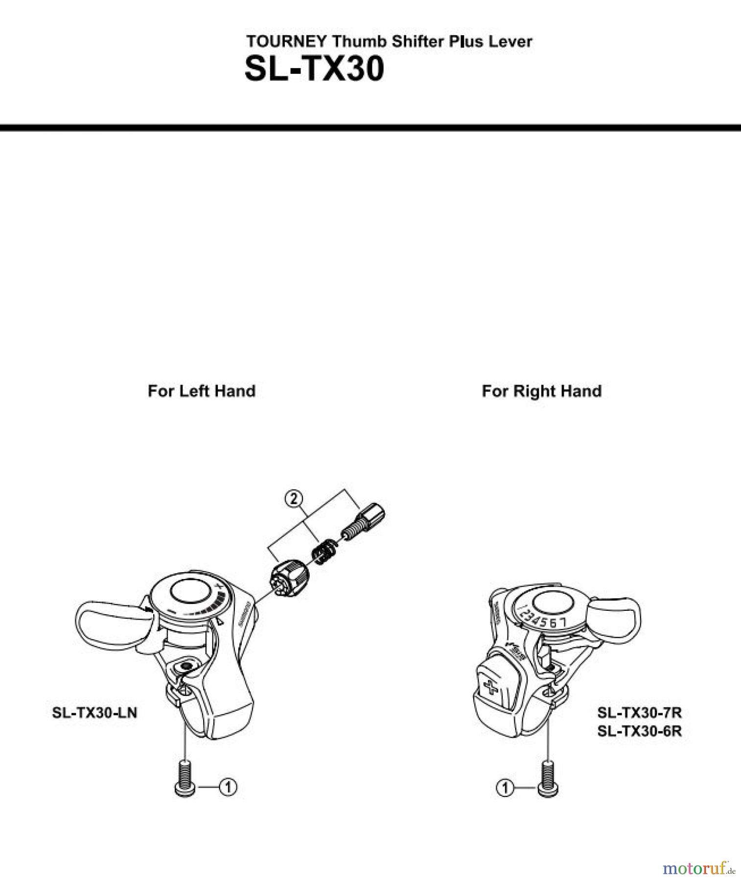 Shimano SL Shift Lever - Schalthebel SL-TX30 TOURNEY Thumb Shifter Plus Lever
