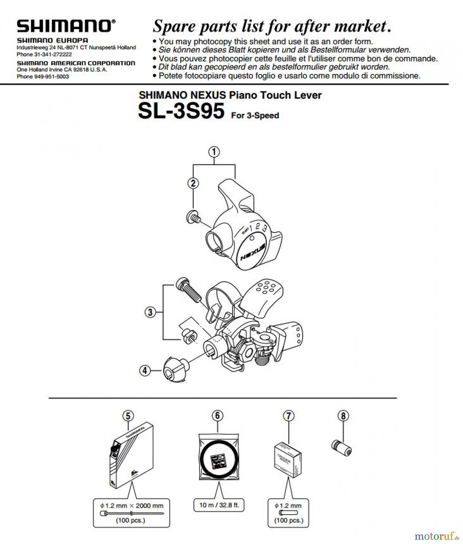 Shimano SL Shift Lever - Schalthebel SL_3S95 SHIMANO NEXUS Piano Touch Lever