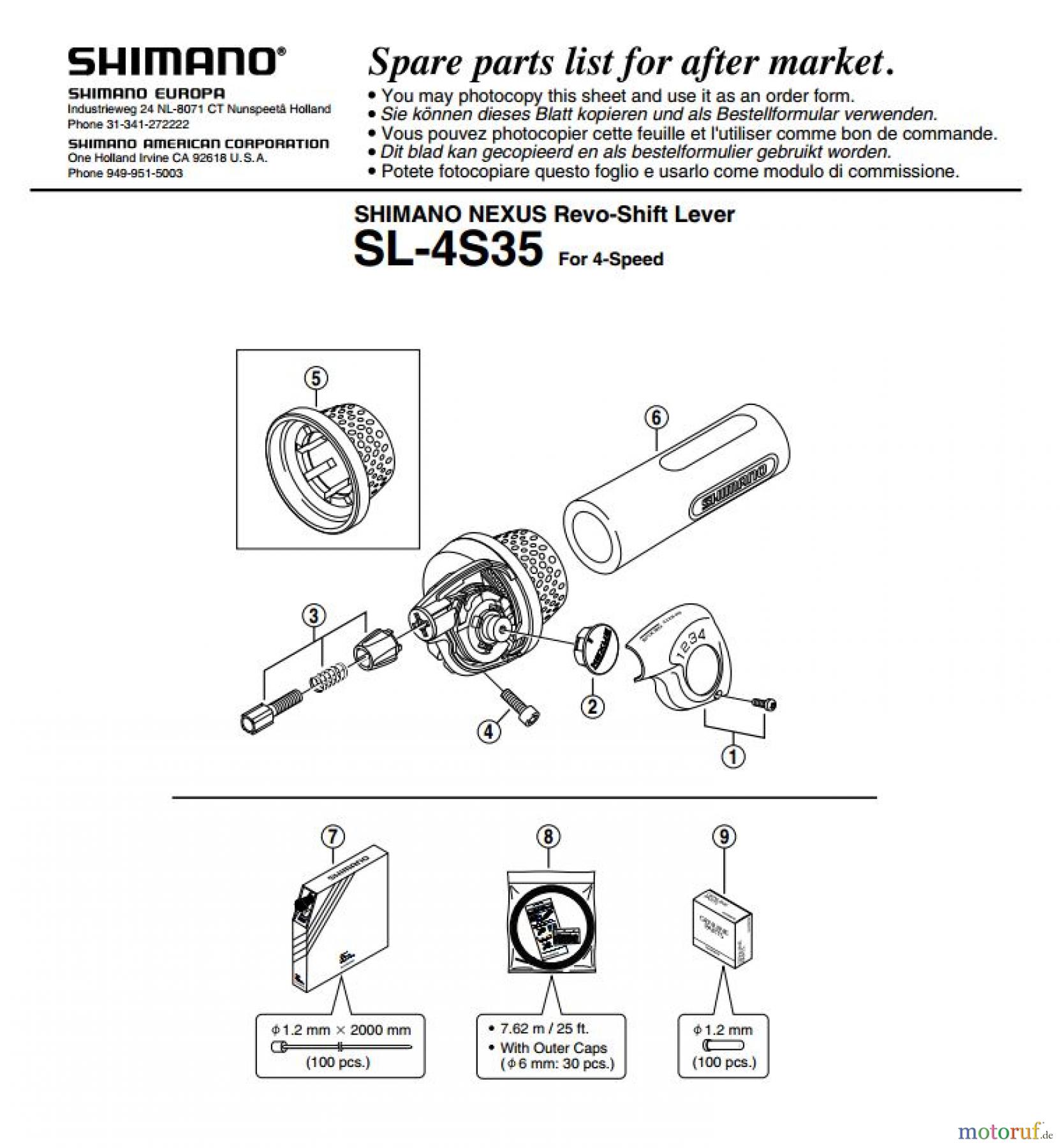 Shimano SL Shift Lever - Schalthebel SL-4S35 SHIMANO NEXUS Revo-Shift Lever